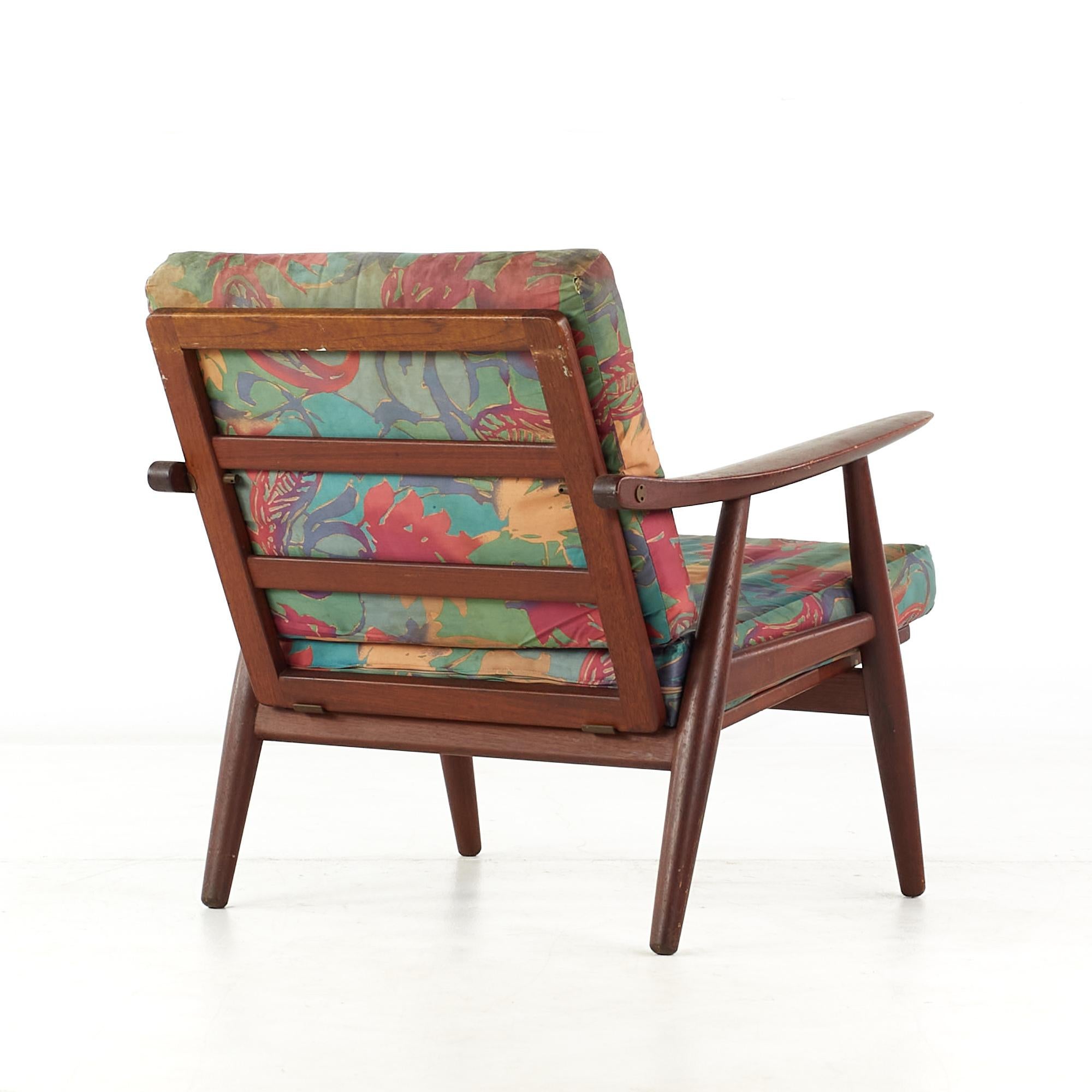 Danish Hans Wegner for Getama Mid Century GE240 Teak Lounge Chair For Sale