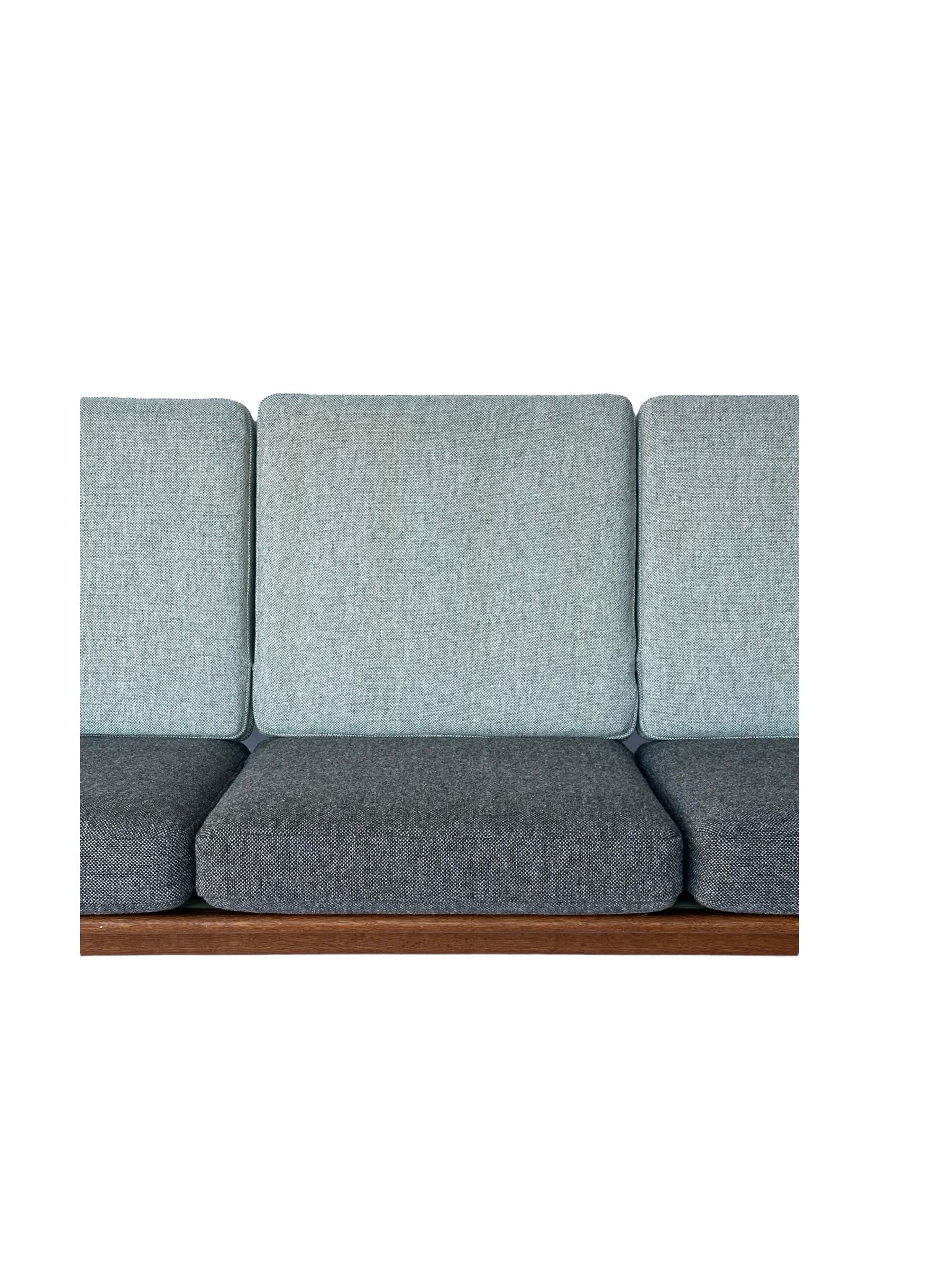 Danish Hans J. Wegner for Getama Signed Sofa with new Mataram Upholstery For Sale