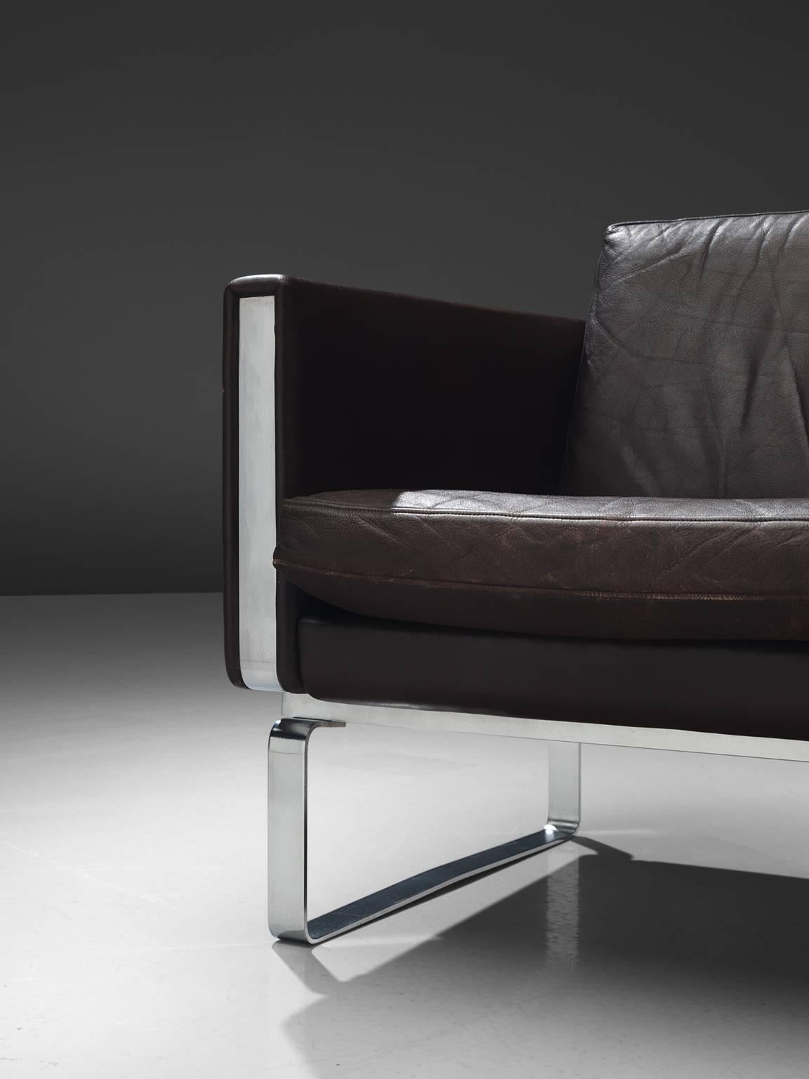 Late 20th Century Hans Wegner for Johannes Hansen Set of Leather Lounge Chairs