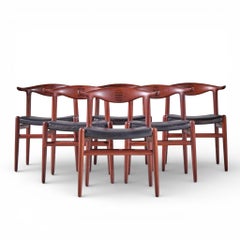 Hans Wegner for Johannes Hansen Danish Cow Horn Dining Chairs - Set of 6