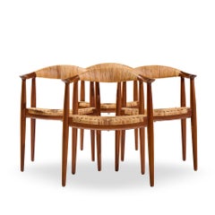 Hans Wegner for Johannes Hansen JH 501 Cane and Teak Dining Chairs - Set of 4