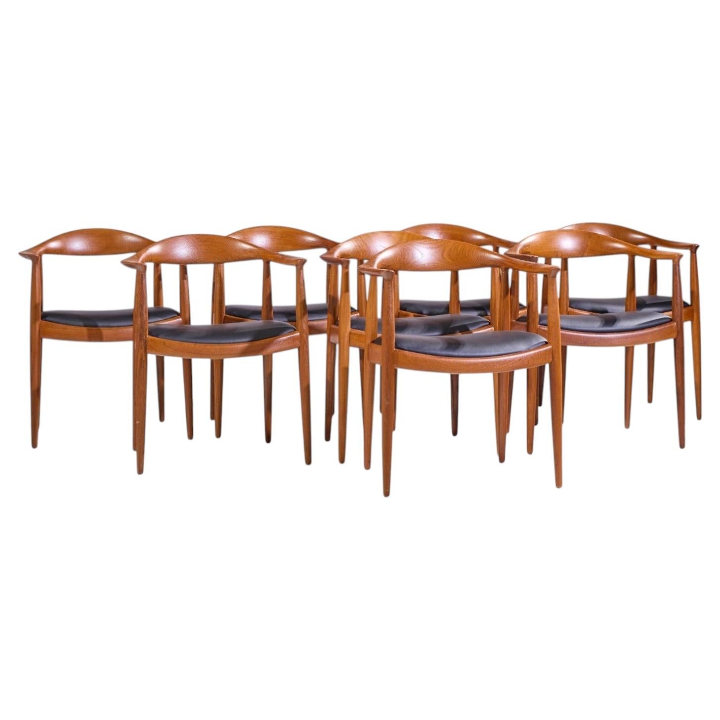 Hans Wegner for Johannes Hansen Mid Century Danish Teak The Chair - Set of 8