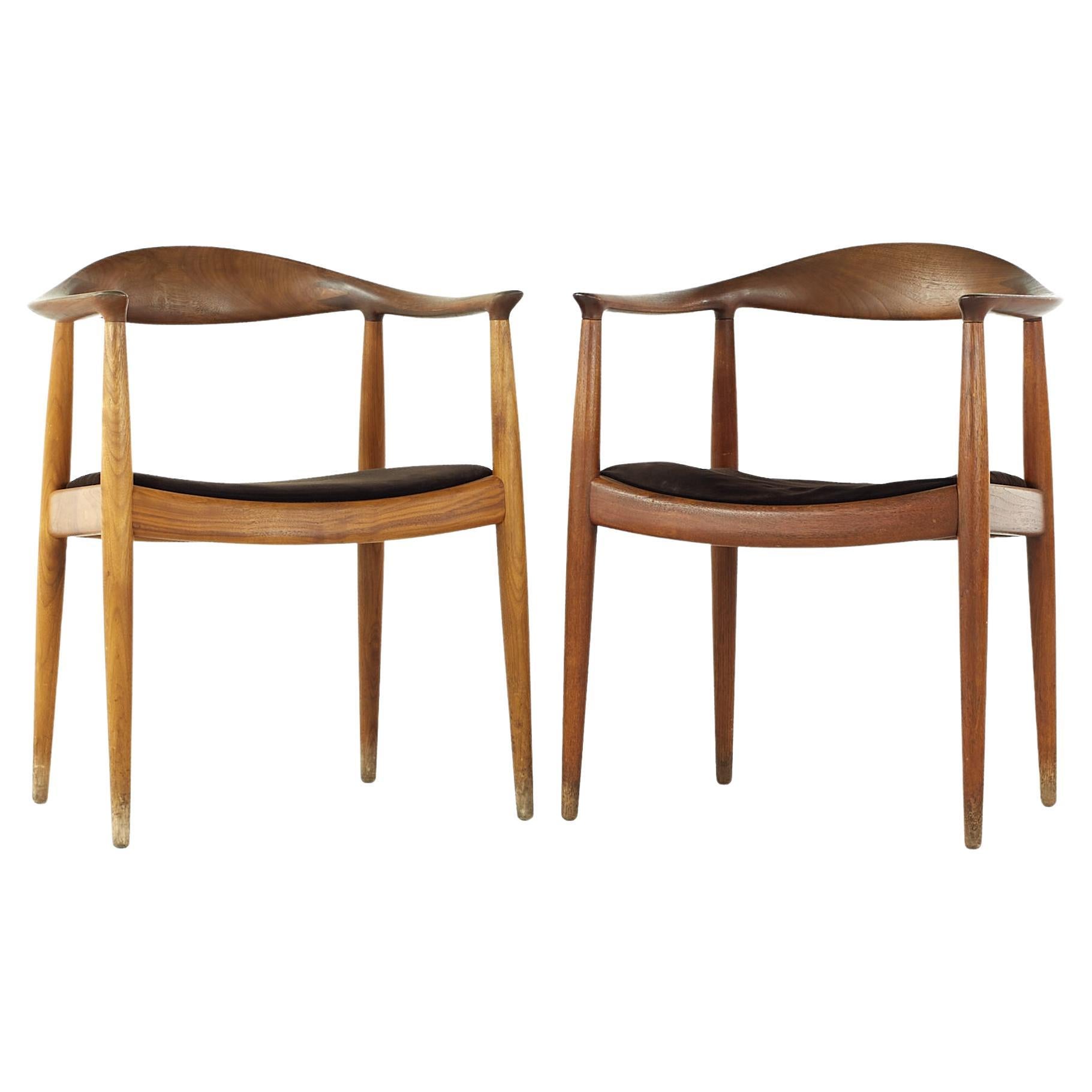 Hans Wegner for Johannes Hansen Mid Century Teak "The Chair" - Pair For Sale