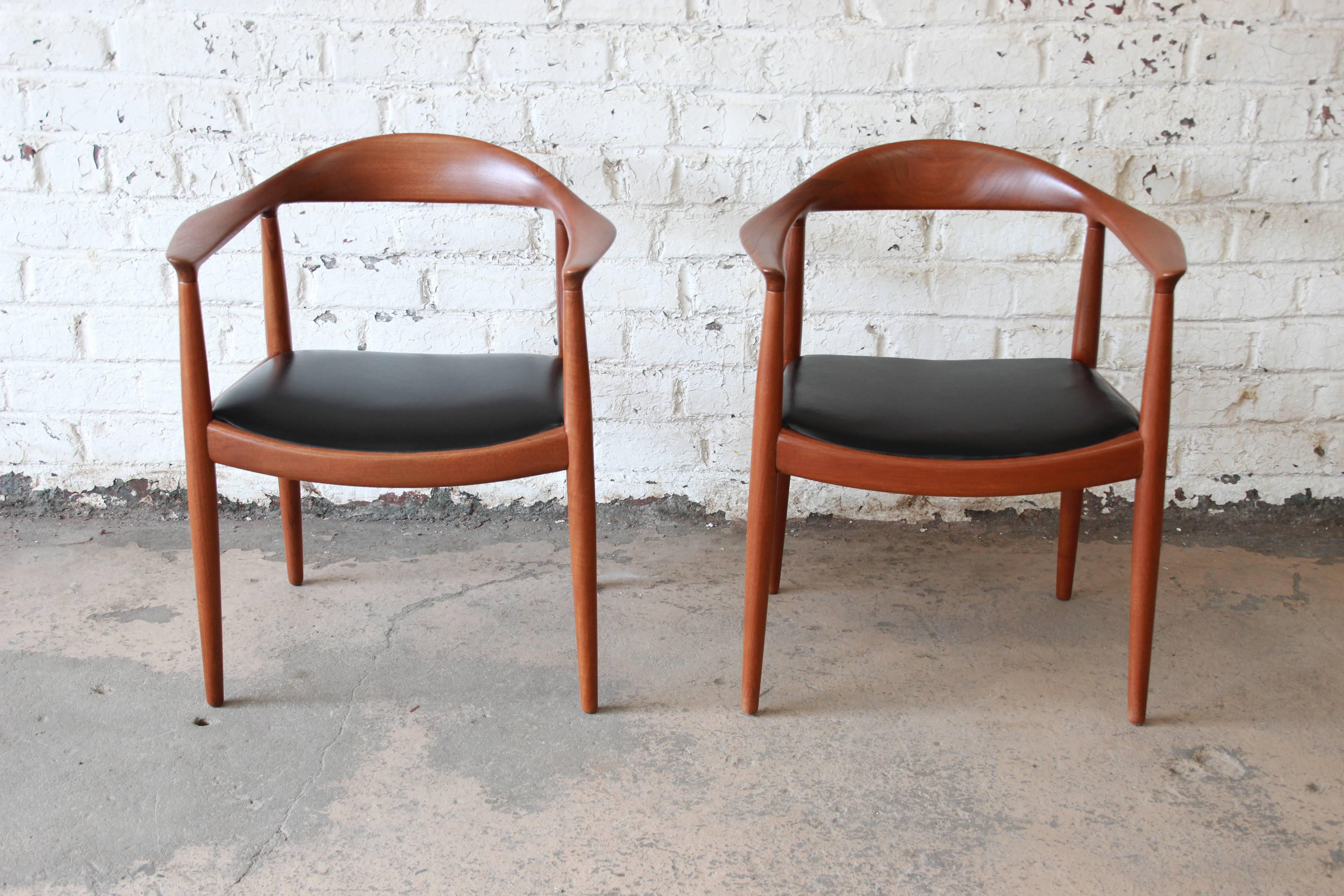 A rare and exceptional pair of JH 503 armchairs designed in 1949 by Hans J. Wegner and produced in Denmark by Johannes Hansen. Most commonly known as 