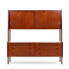 Hans Wegner for Ry Møbler Mid Century Danish Teak Credenza and Hutch