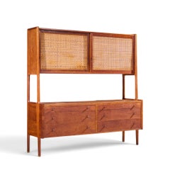 Hans Wegner per Ry Møbler RY-20 Credenza alta in teak danese e rattan - Hutch