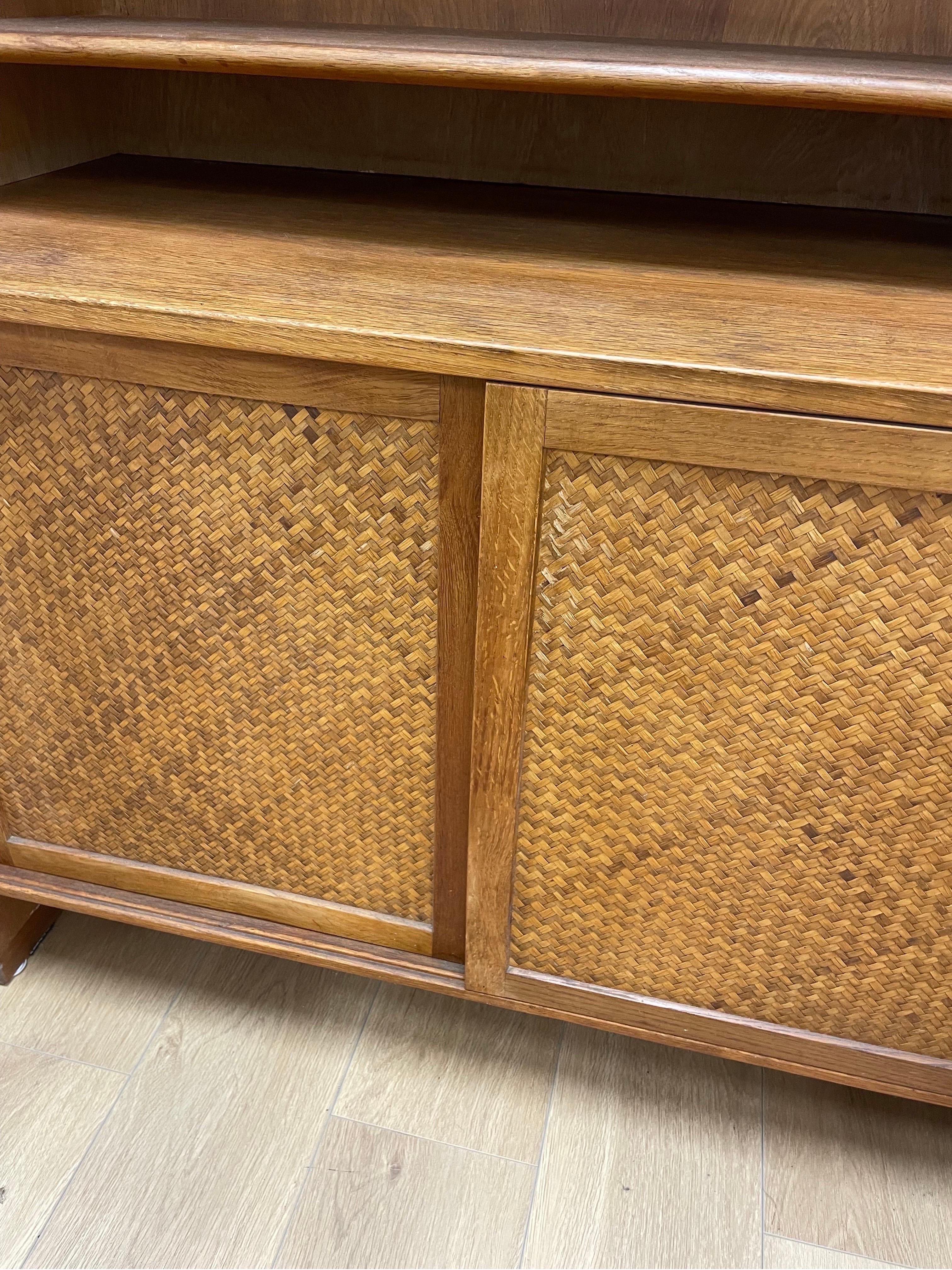 Rattan Hans Wegner for Ry Mobler Oak Shelf Cabinet or Bookcase For Sale