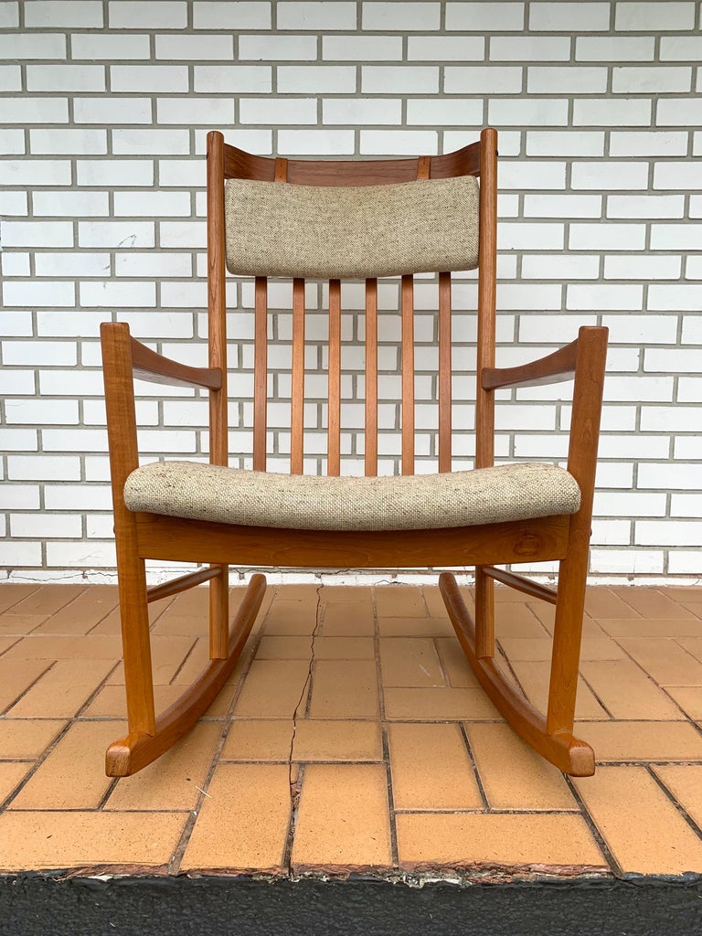 Mid-Century Modern Hans Wegner for Tarm Stole Danish Teak Rocking chair. For Sale