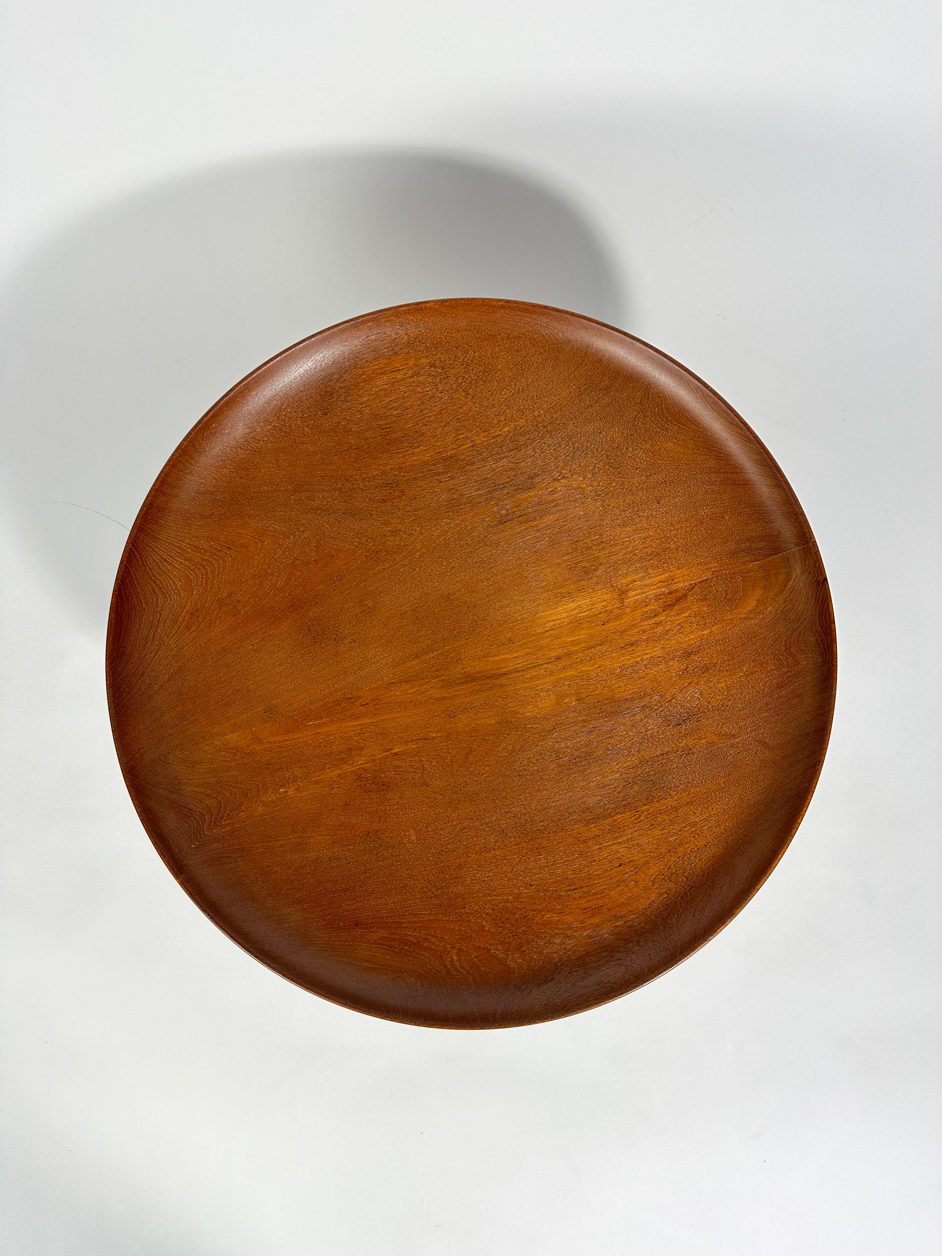 Stainless Steel Hans Wegner Fruit Bowl JH586 Johannes Hansen Teak Coffee Table, 1956 For Sale