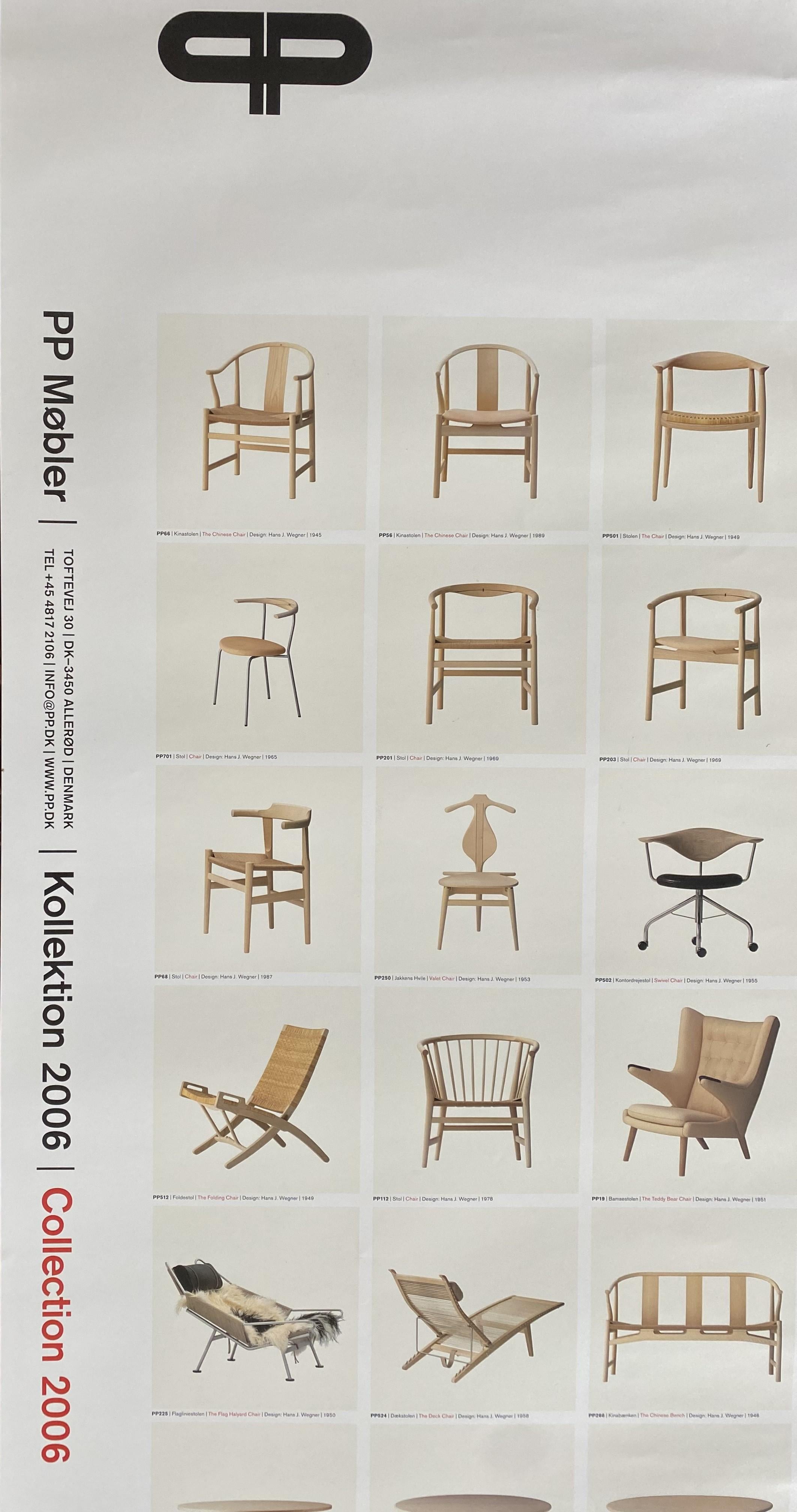 Contemporary Hans Wegner Furniture poster by PP Mobler 2006 vintage Danish Design For Sale