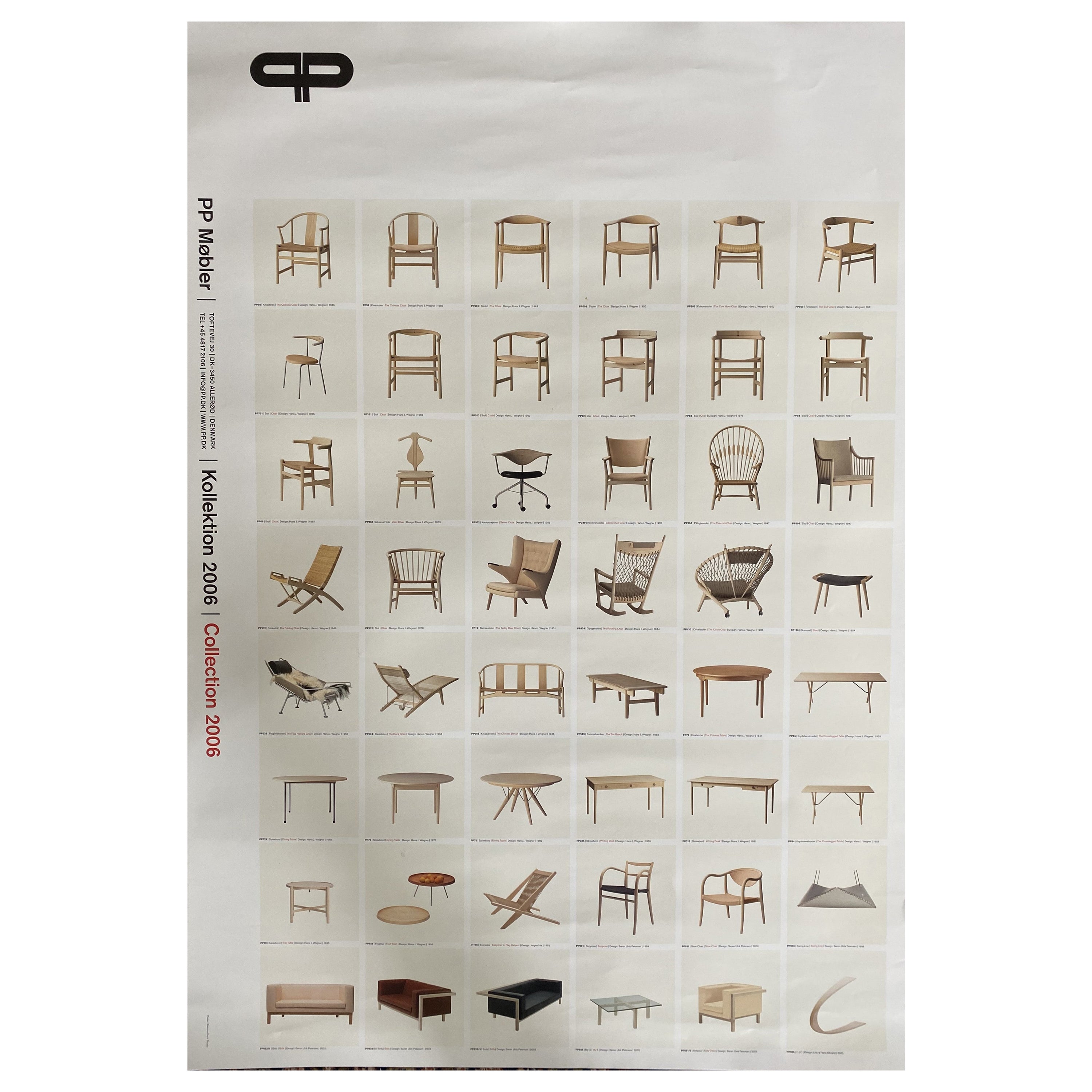 Affiche de Hans Wegner Furniture par PP Mobler 2006 design danois vintage