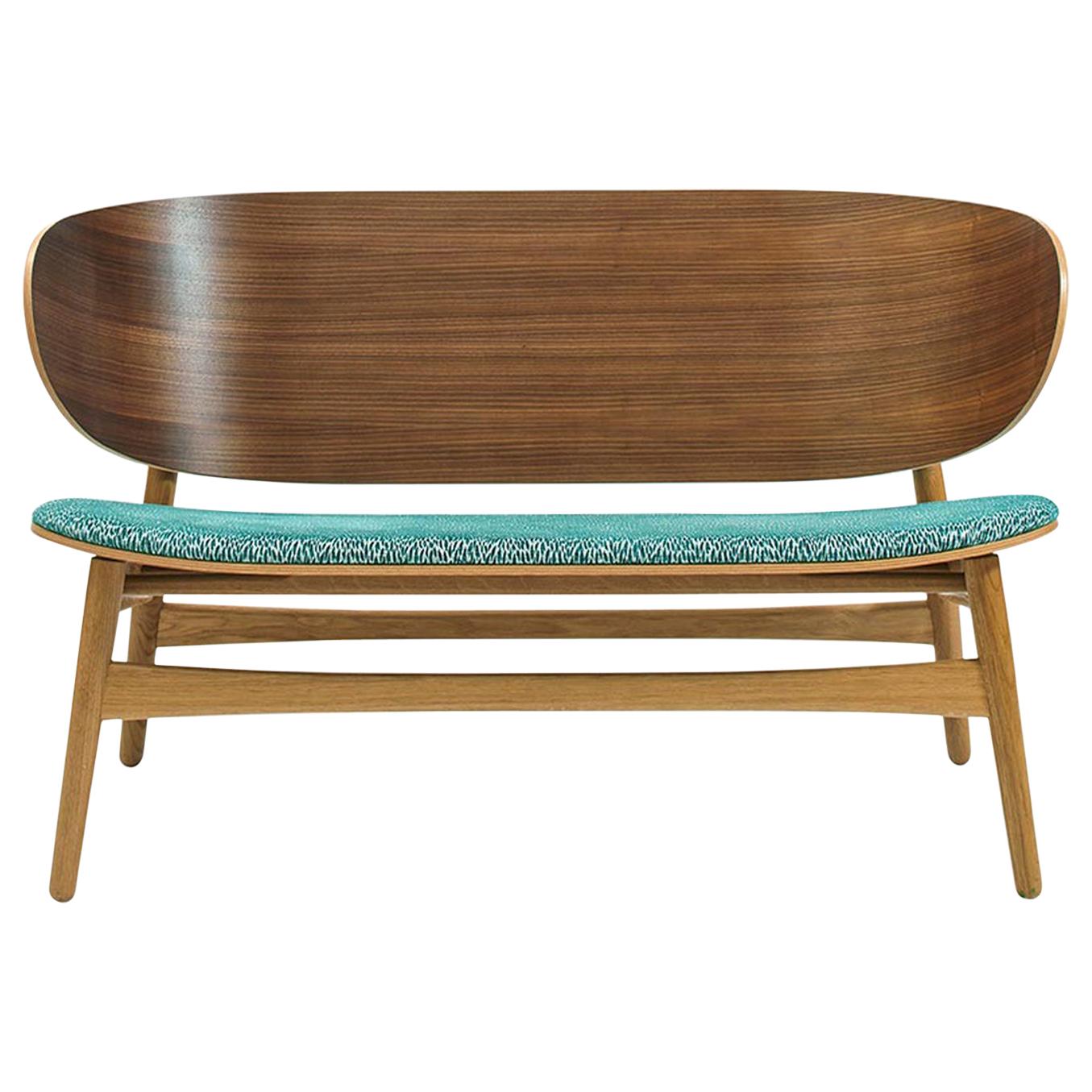 Hans Wegner GE-1935 Bench with Upholstered Seat, Stained Oak For Sale