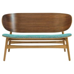 Hans Wegner GE-1935 Bench with Upholstered Seat, Stained Oak