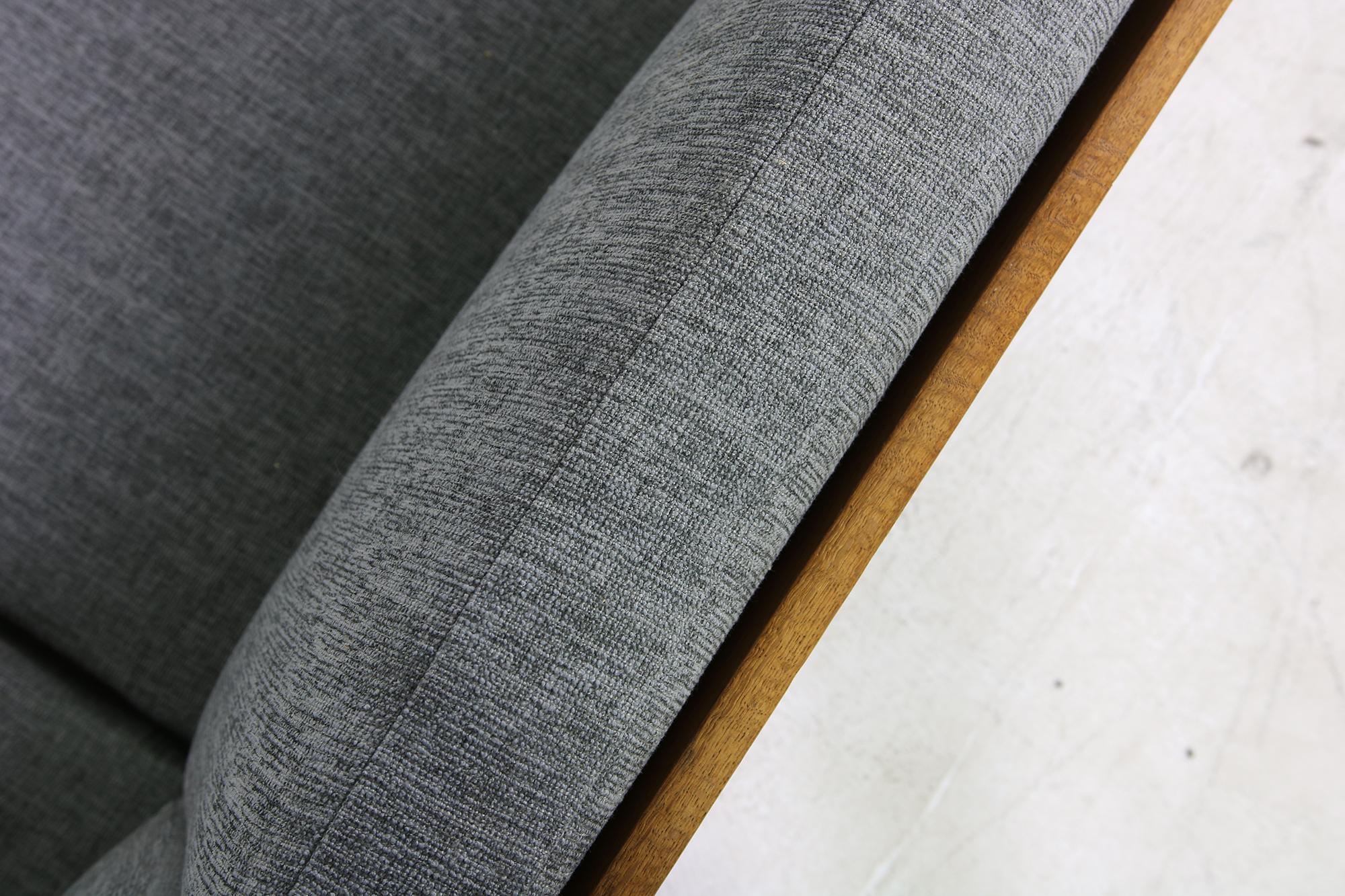 Fabric Hans Wegner GE 236 Oak Sofa, Denmark 1960s, Scandinavian Mid-Century Modern Grey