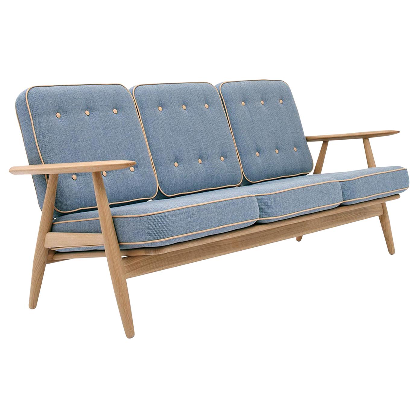 Hans Wegner GE-240/3 Sofa, Stained Oak For Sale