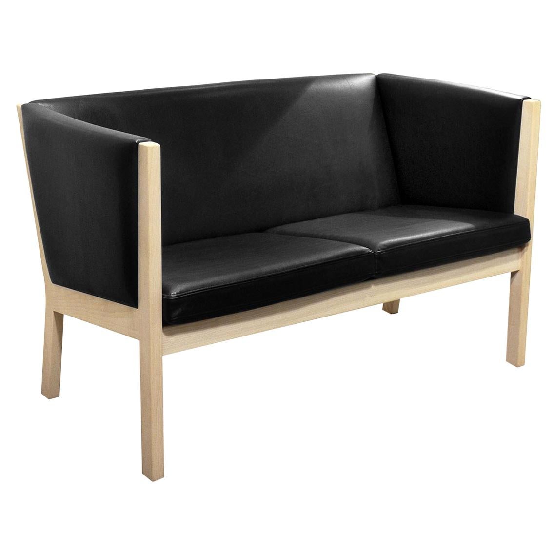 Hans Wegner GE 285 2-Seat Sofa, Stained Beech For Sale