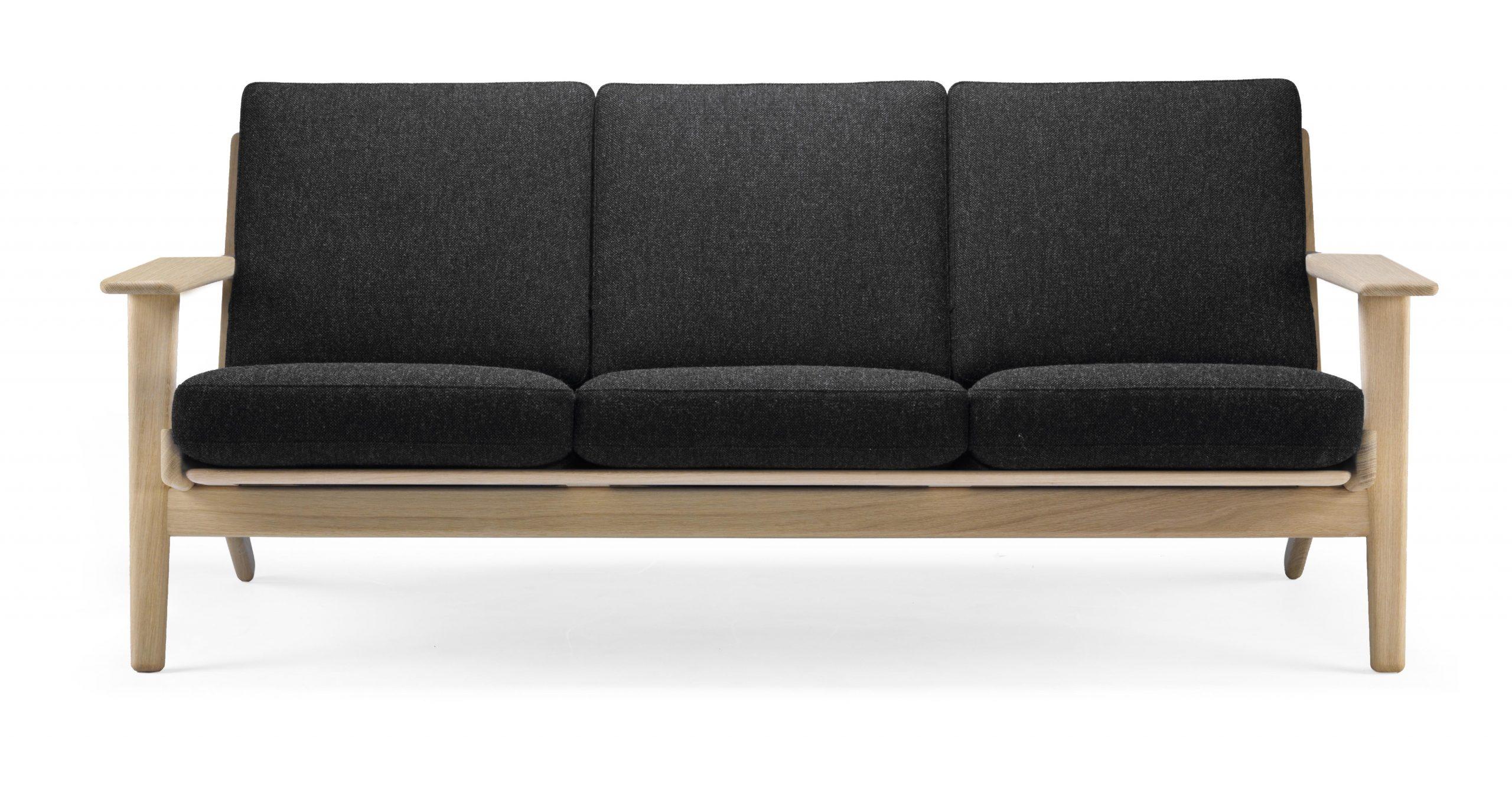 Mid-Century Modern Hans Wegner GE-290/3 Sofa, Oiled Oak, Hallingdal 180 Upholstery For Sale