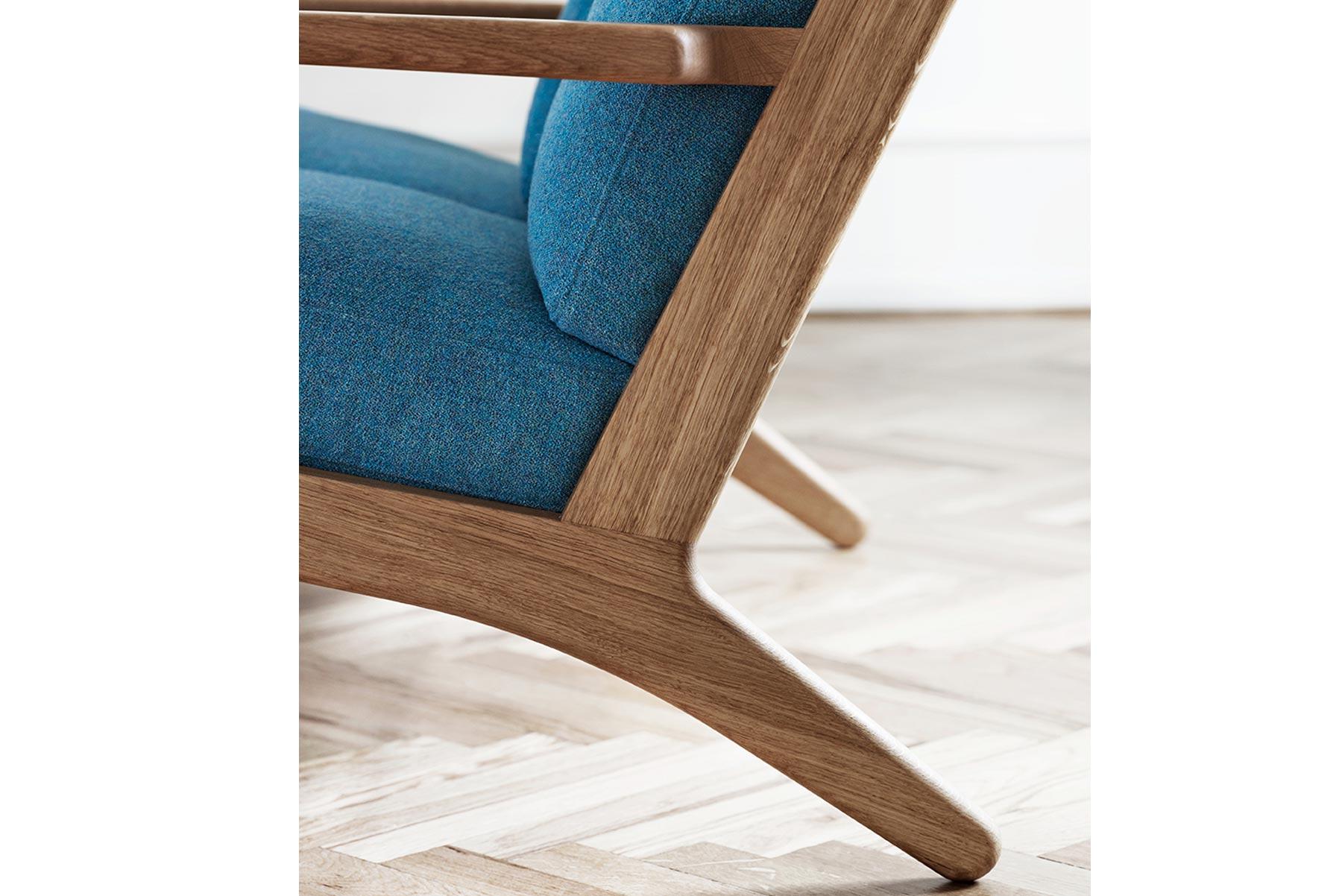 Danish Hans Wegner GE-290 Lounge Chair - Smoked Oak Frame -  Luna Fabric 04204 For Sale
