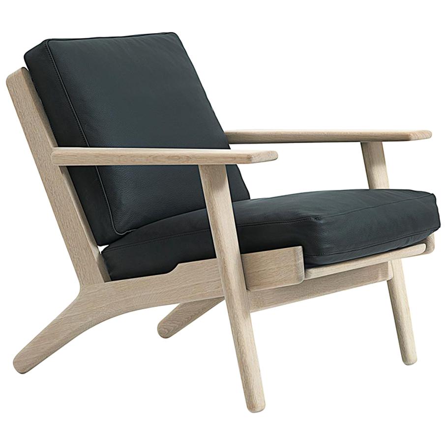 Danish Hans Wegner GE-290 Lounge Chair, Stained Oak For Sale