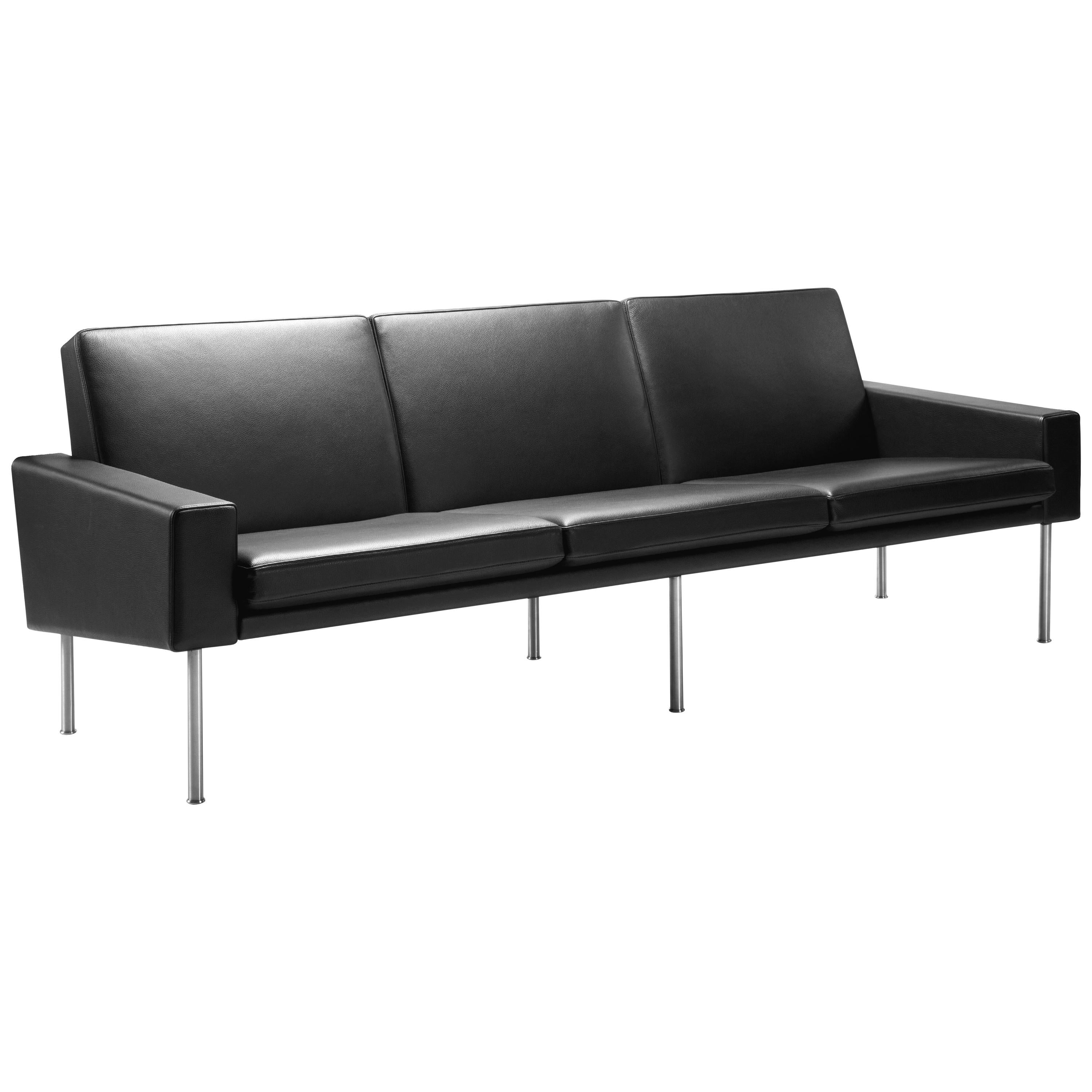 Hans Wegner GE-34 Sofa, Brushed Steel For Sale