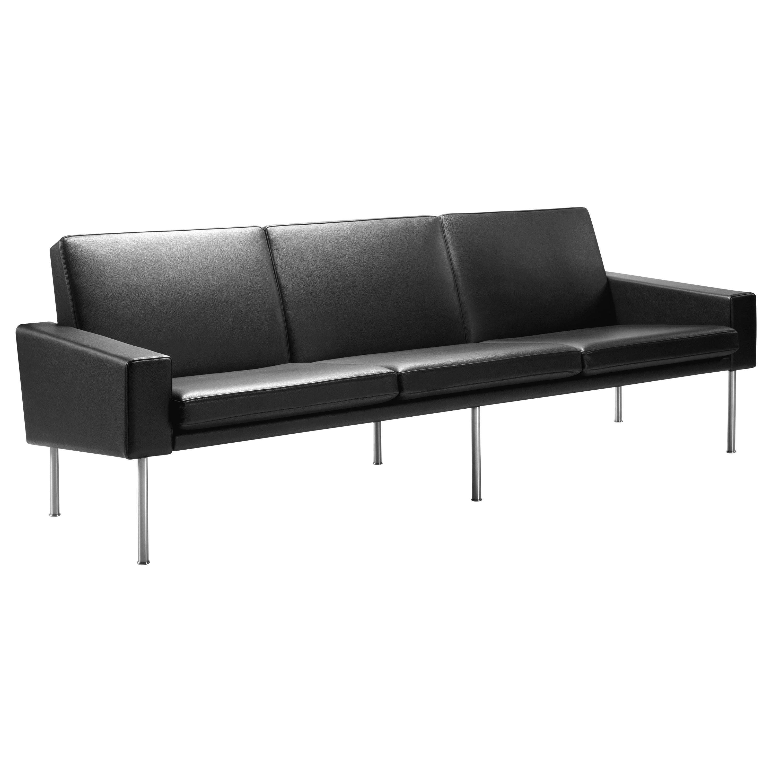 Hans Wegner GE-34 Sofa, Brushed Steel For Sale