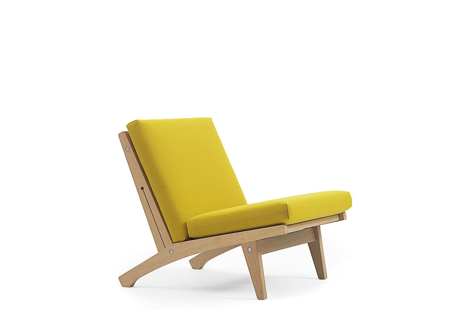 Danish Hans Wegner GE-370 Lounge Chair, Lacquered Oak For Sale