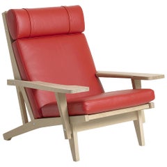 Chaise longue GE-375 de Hans Wegner avec bras, chêne laqué