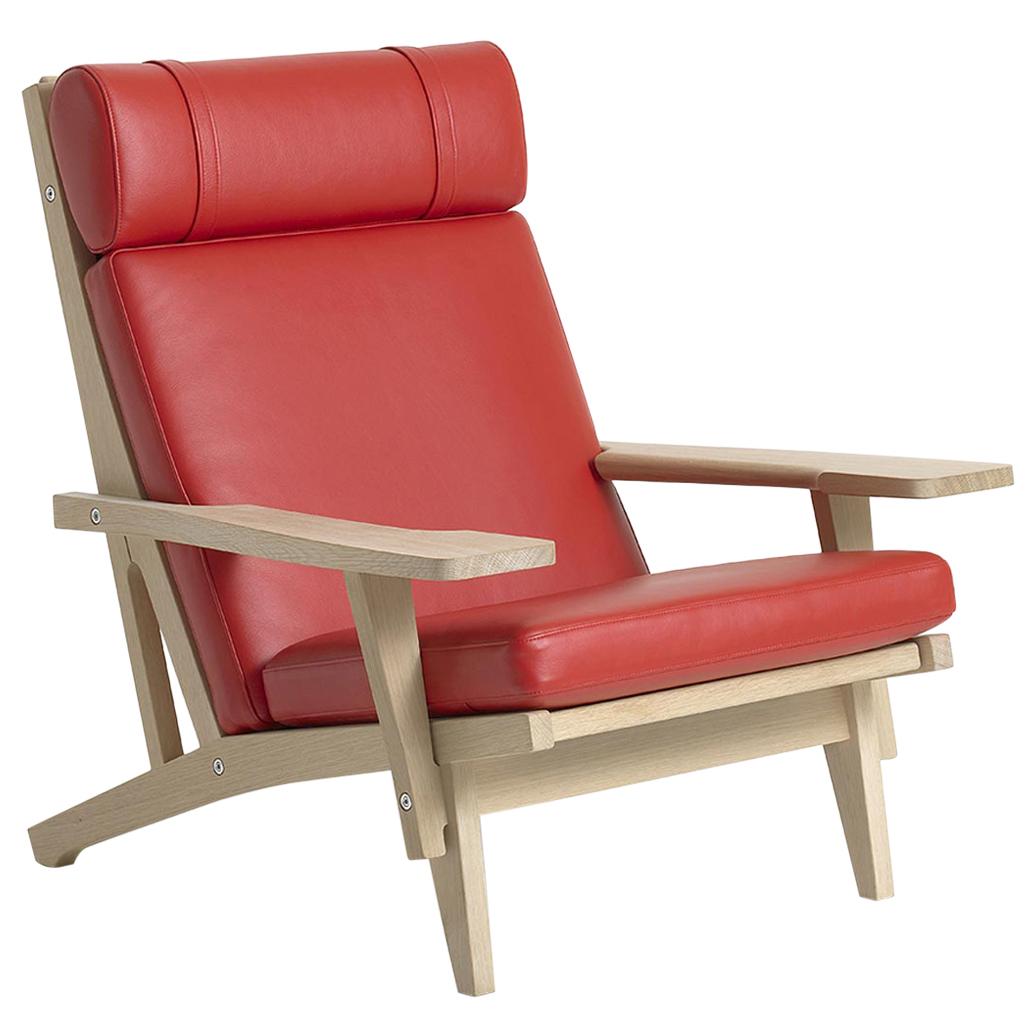 Hans Wegner GE-375 Lounge Chair w/ Arms - Stained Oak For Sale