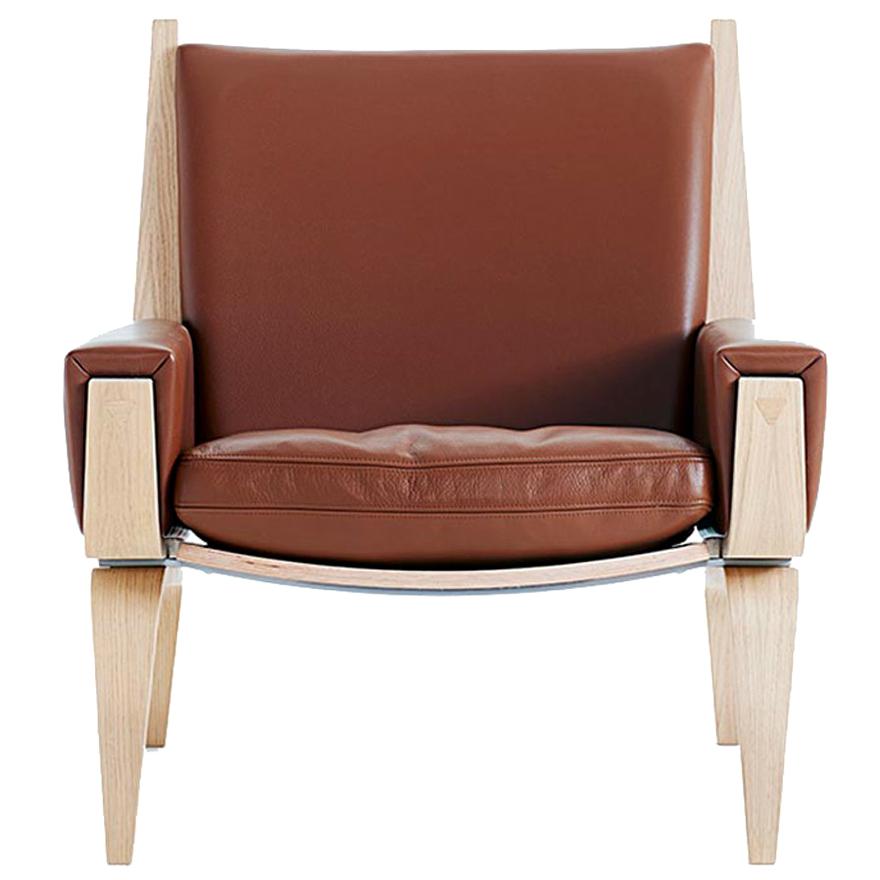 Hans Wegner GE-501 Lounge Chair, Stained Oak For Sale