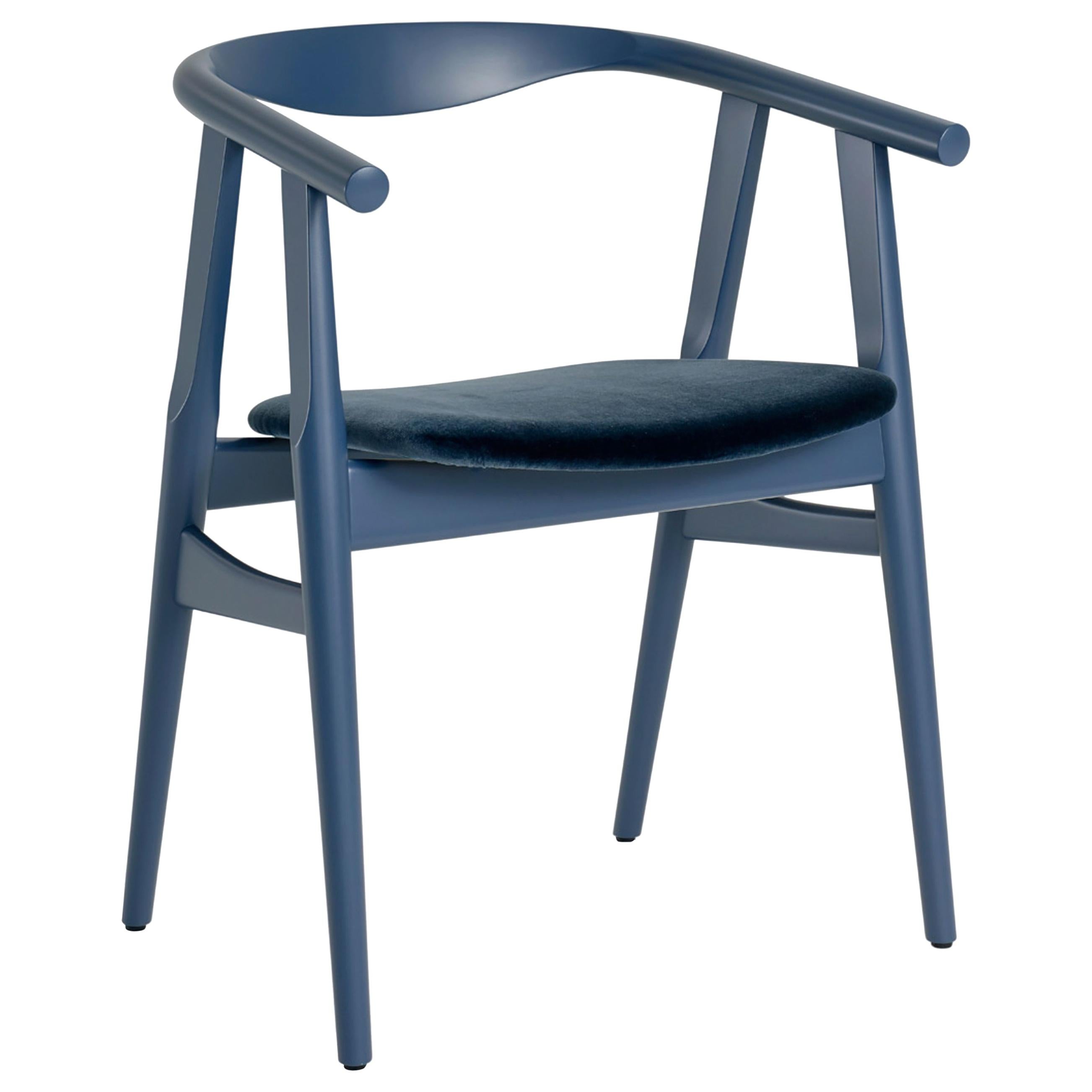 Hans Wegner GE-525 Dining Chair, Stained Beech - Wegner Blue - Harald 3 #182