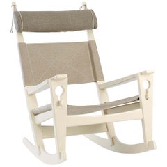 Hans Wegner GE-673 Keyhole Rocker in Canvas, Beech