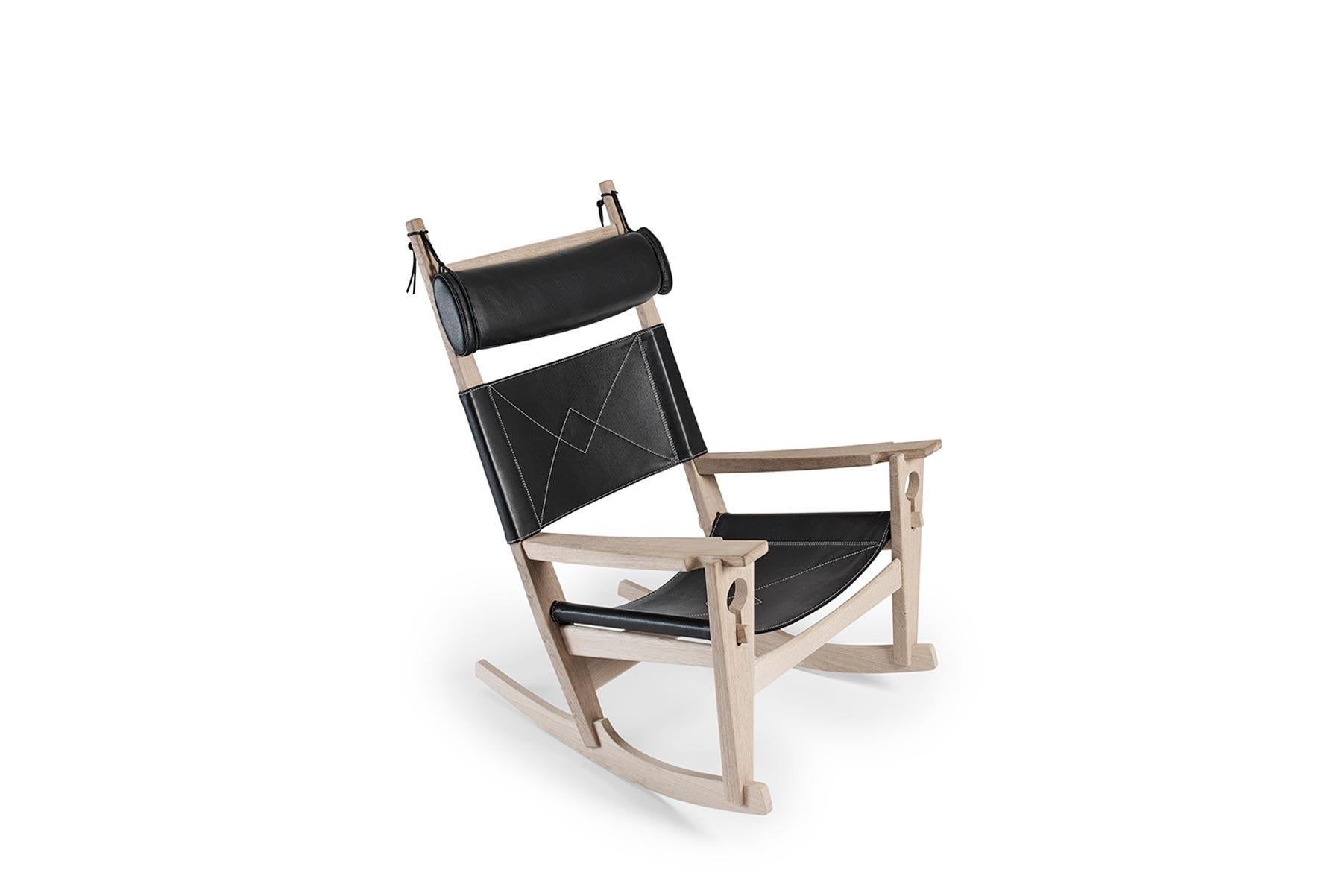 Designed in 1967 by Hans Wegner, the 673 “Keyhole” rocking chair showcases the chair’s construction as well as the designer’s creativity toward form and function. The chair is hand built at GETAMA’s factory in Gedsted, Denmark by skilled