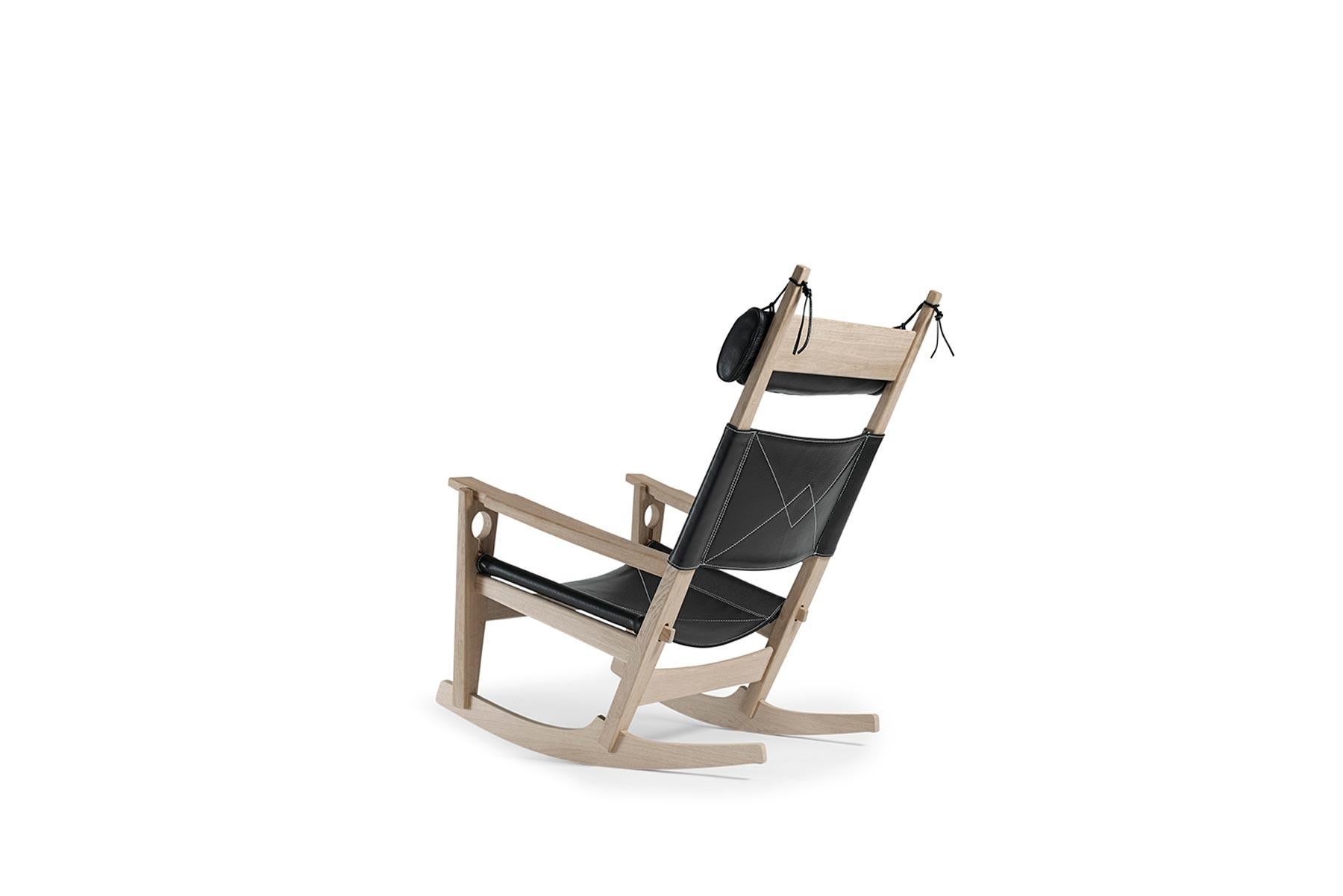 Designed in 1967 by Hans Wegner, the 673 “Keyhole” rocking chair showcases the chair’s construction as well as the designer’s creativity toward form and function. The chair is hand built at GETAMA’s factory in Gedsted, Denmark by skilled