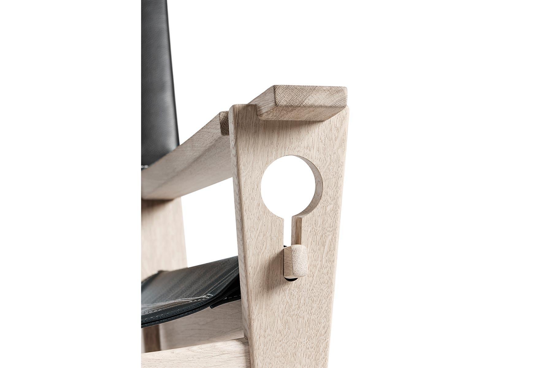 Mid-Century Modern Hans Wegner GE-673 - Porte-clés trou de serrure en cuir et chêne en vente