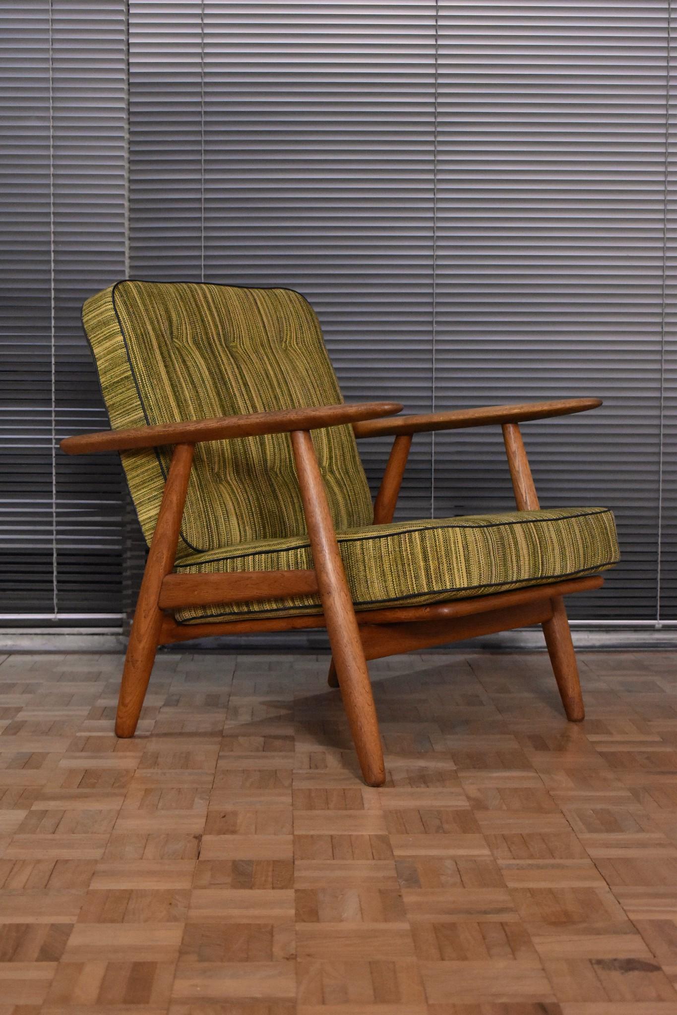 Oak Hans Wegner GE240 Cigar Chair with Original Upholstery