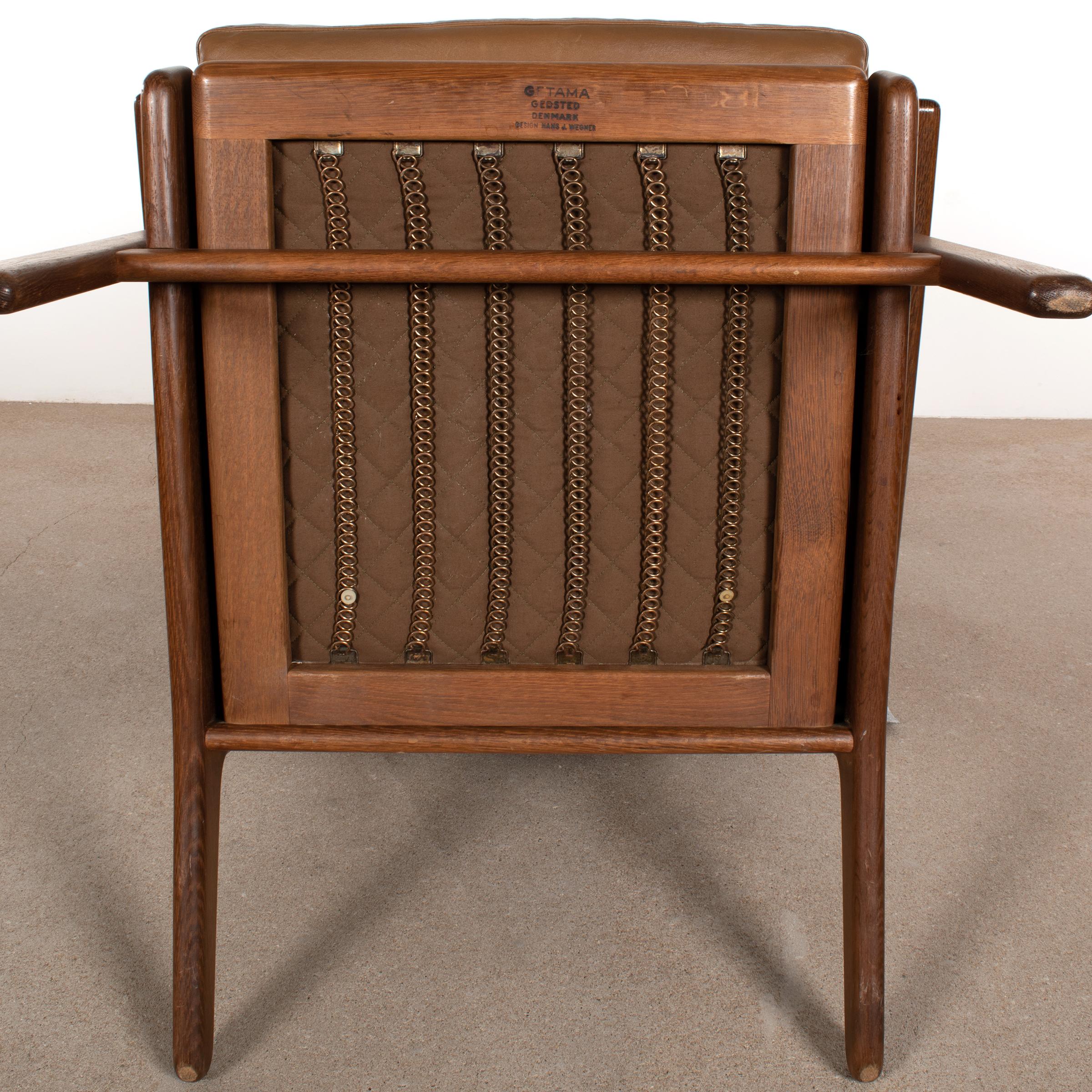 Hans Wegner GE290 High Back Lounge Chair in Brown Leather for GETAMA, Denmark 3