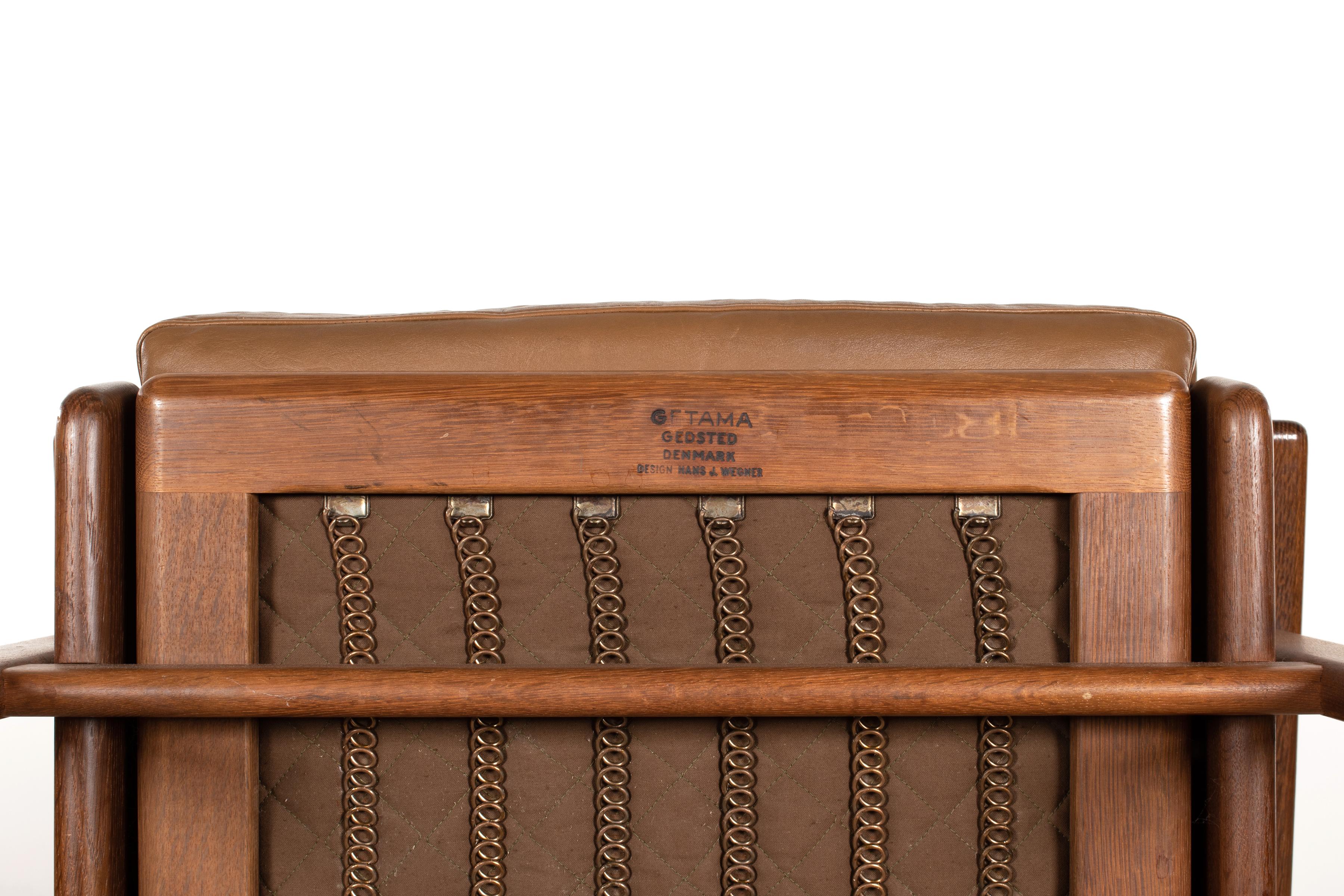 Hans Wegner GE290 High Back Lounge Chair in Brown Leather for GETAMA, Denmark 4