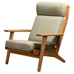 Hans Wegner GE290 Lounge Chair in Green Wool for GETAMA, Denmark