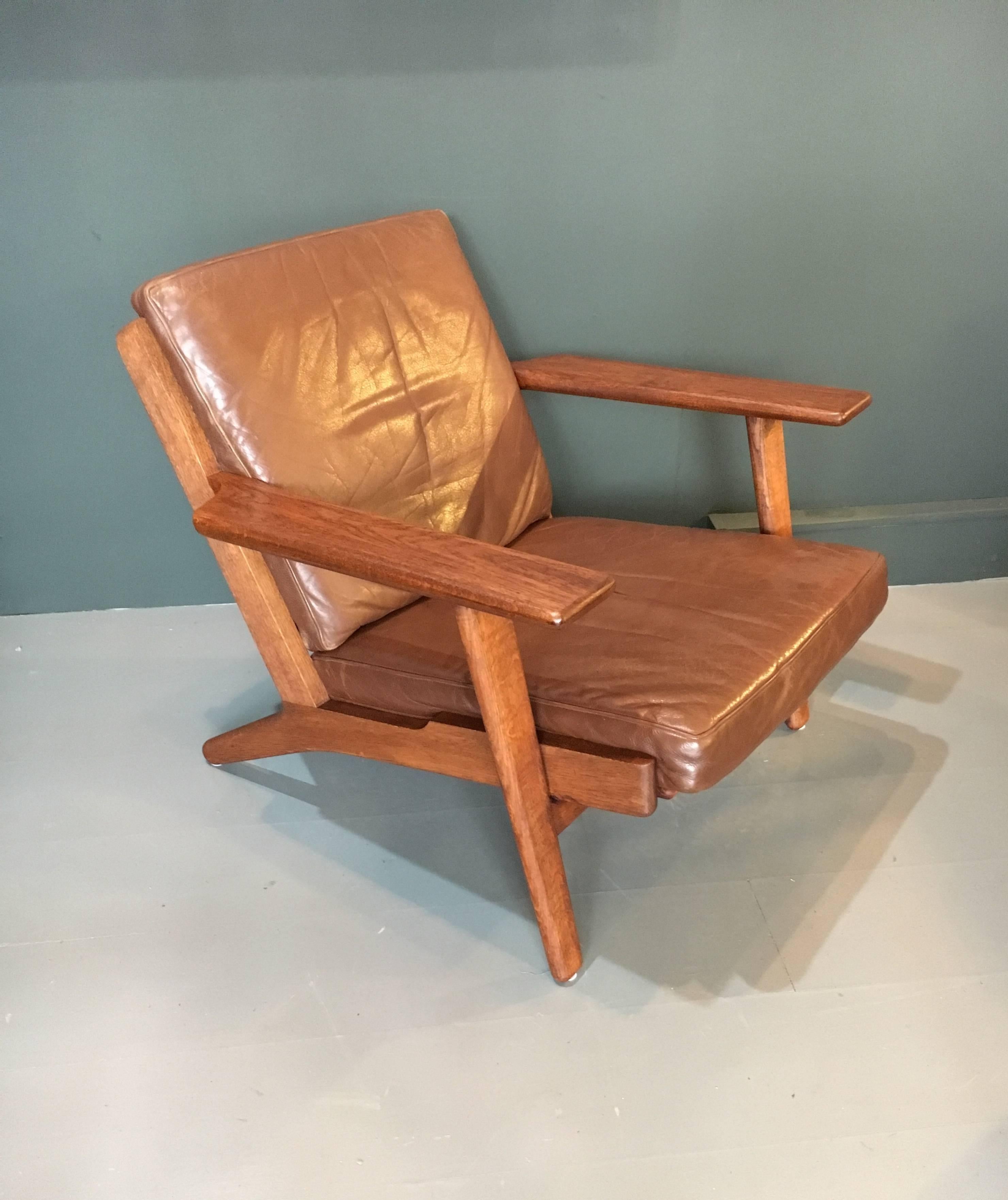 Danish Hans Wegner GE290 Lounge Chair, Original, 1950s Refurbished