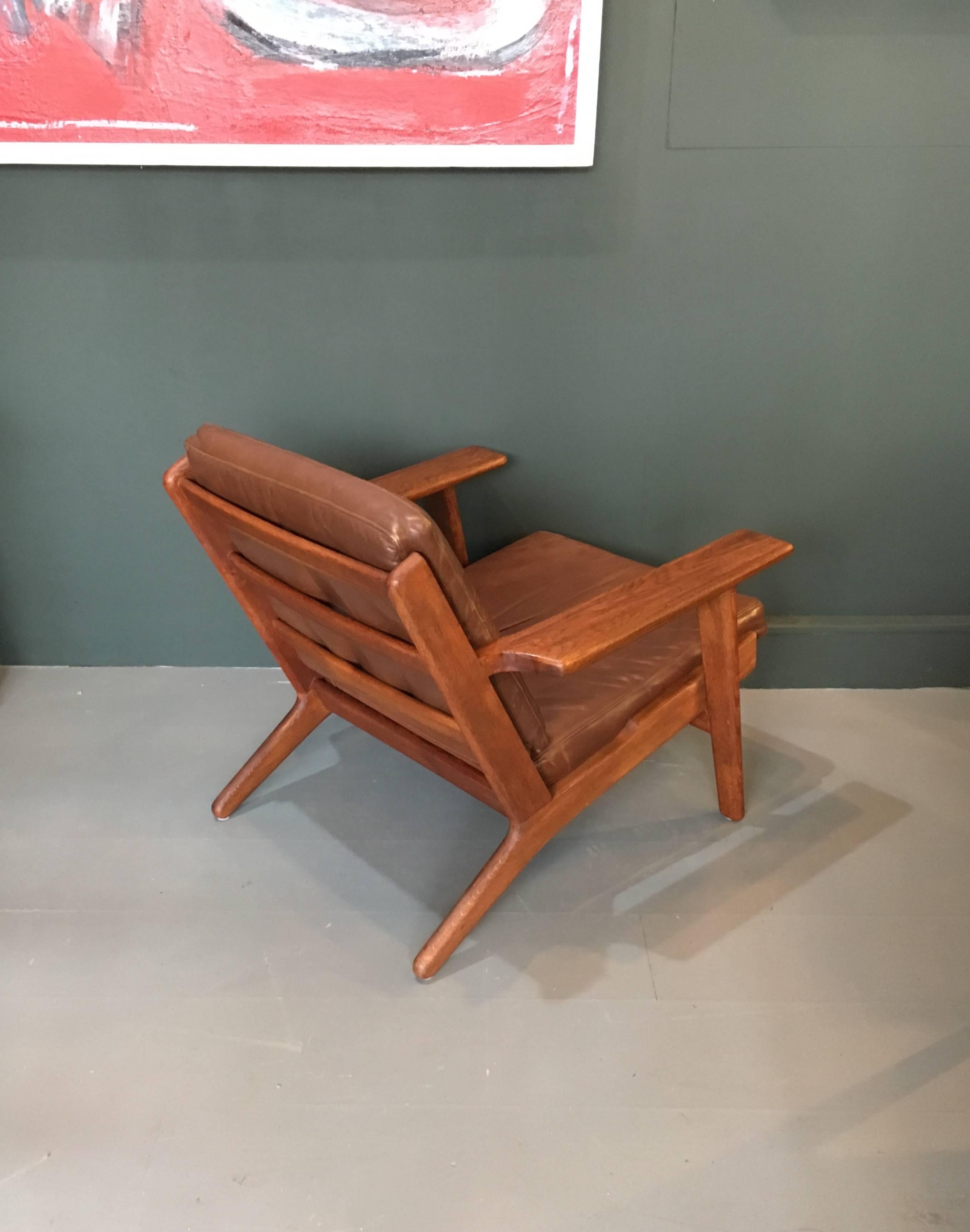 Hans Wegner GE290 Lounge Chair, Original, 1950s Refurbished 1