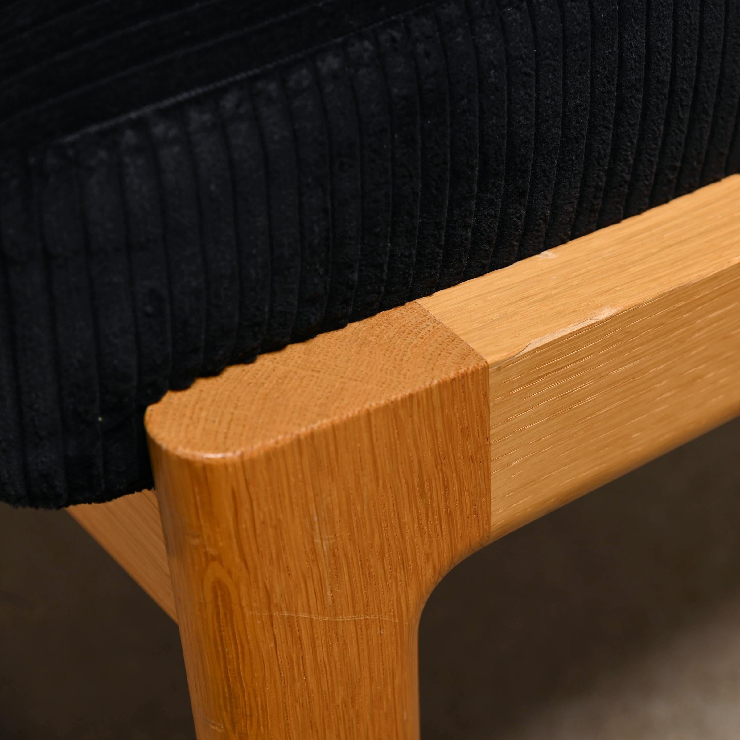 Hans Wegner GE290a Lounge Chair in Black Corduroy Fabric for GETAMA 6