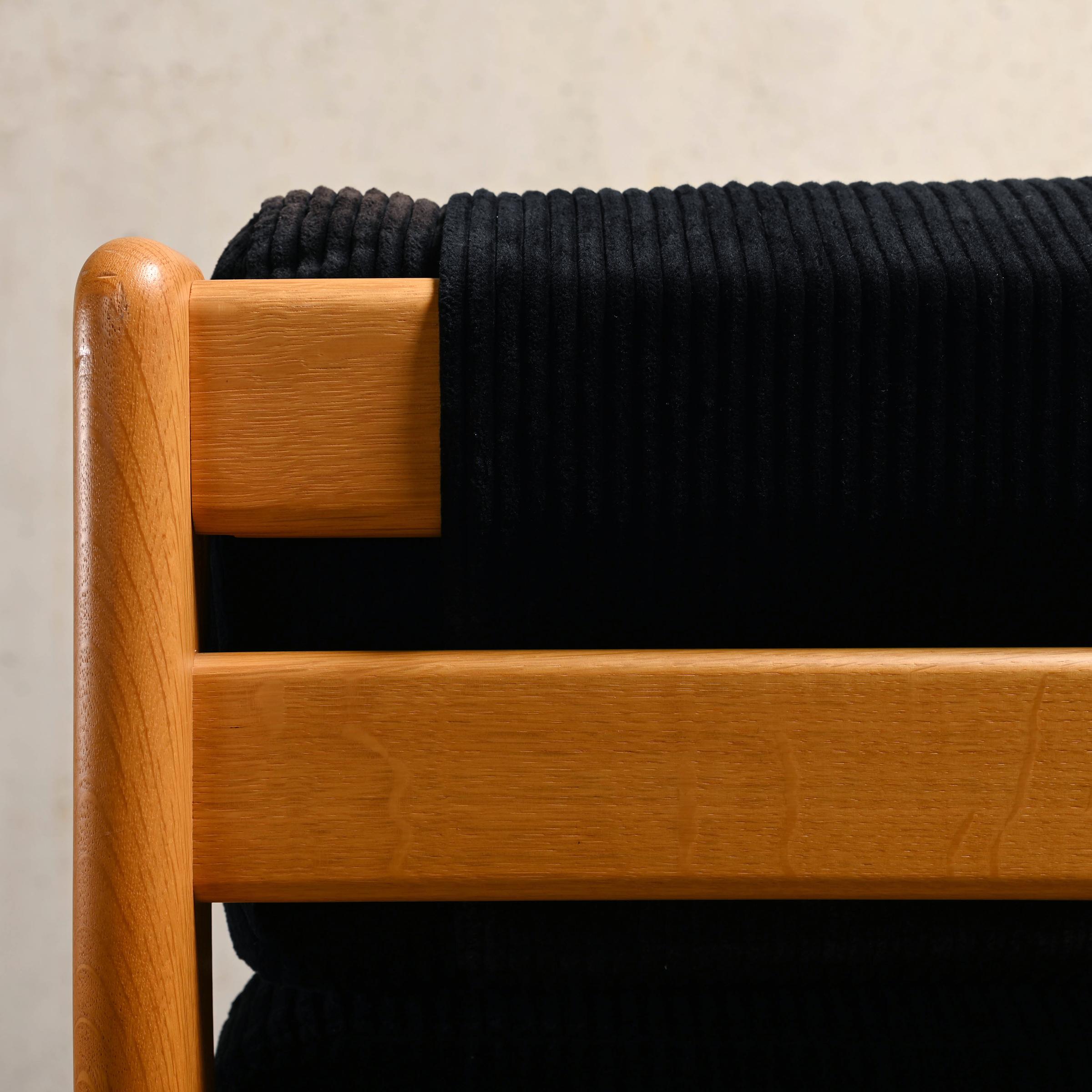 Hans Wegner GE290a Lounge Chair in Black Corduroy Fabric for GETAMA 12