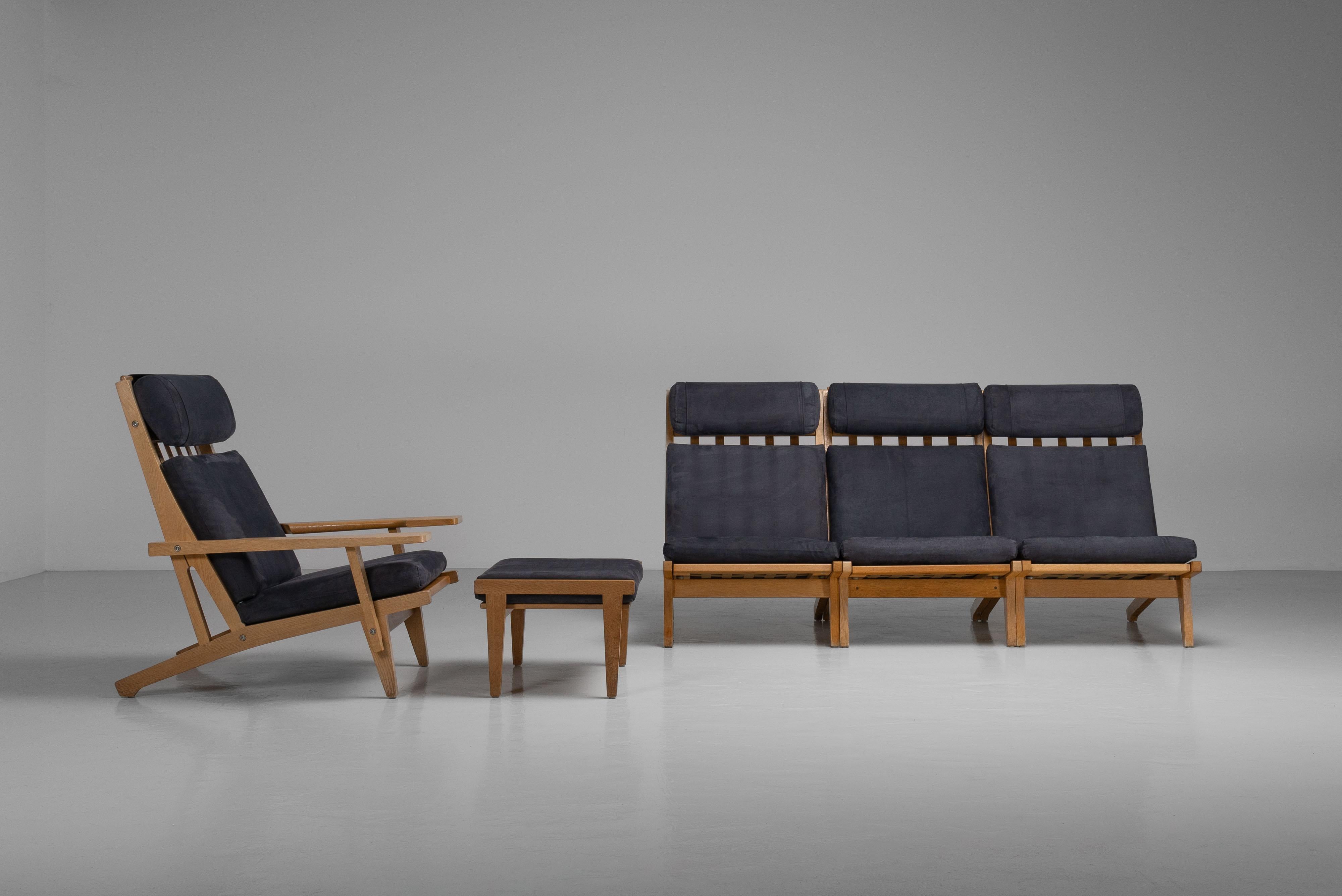 Scandinave moderne Hans Wegner GE375 groupe de sièges Getama Danemark 1969 en vente