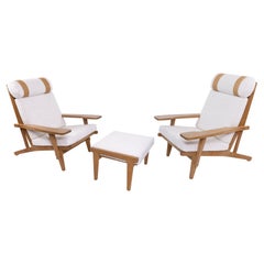Vintage Lounge Chairs & Ottoman by Hans J. Wegner for GETAMA in Bouclé