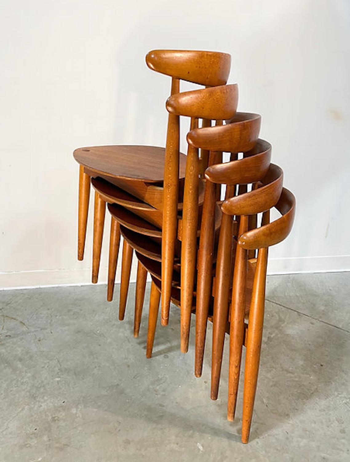 Hans Wegner Heart Chairs Set of 6 by Fritz Hansen 1