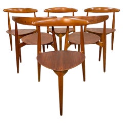 Hans Wegner Heart Chairs Set of 6 by Fritz Hansen