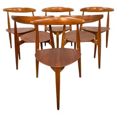 Vintage Hans Wegner Heart Chairs Set of 6 by Fritz Hansen