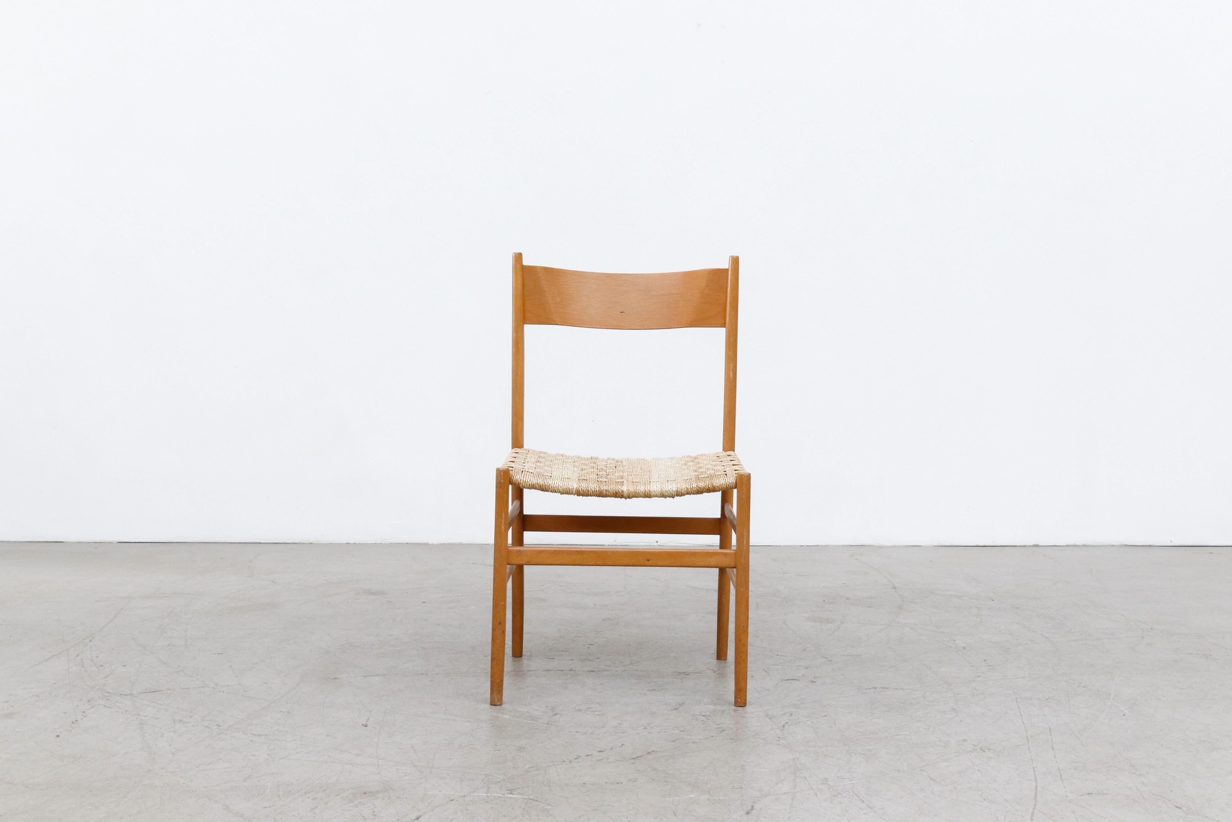 Mid-Century Modern Hans Wegner Inspired Danish Blonde Dining Chairs from a Dutch Church For Sale