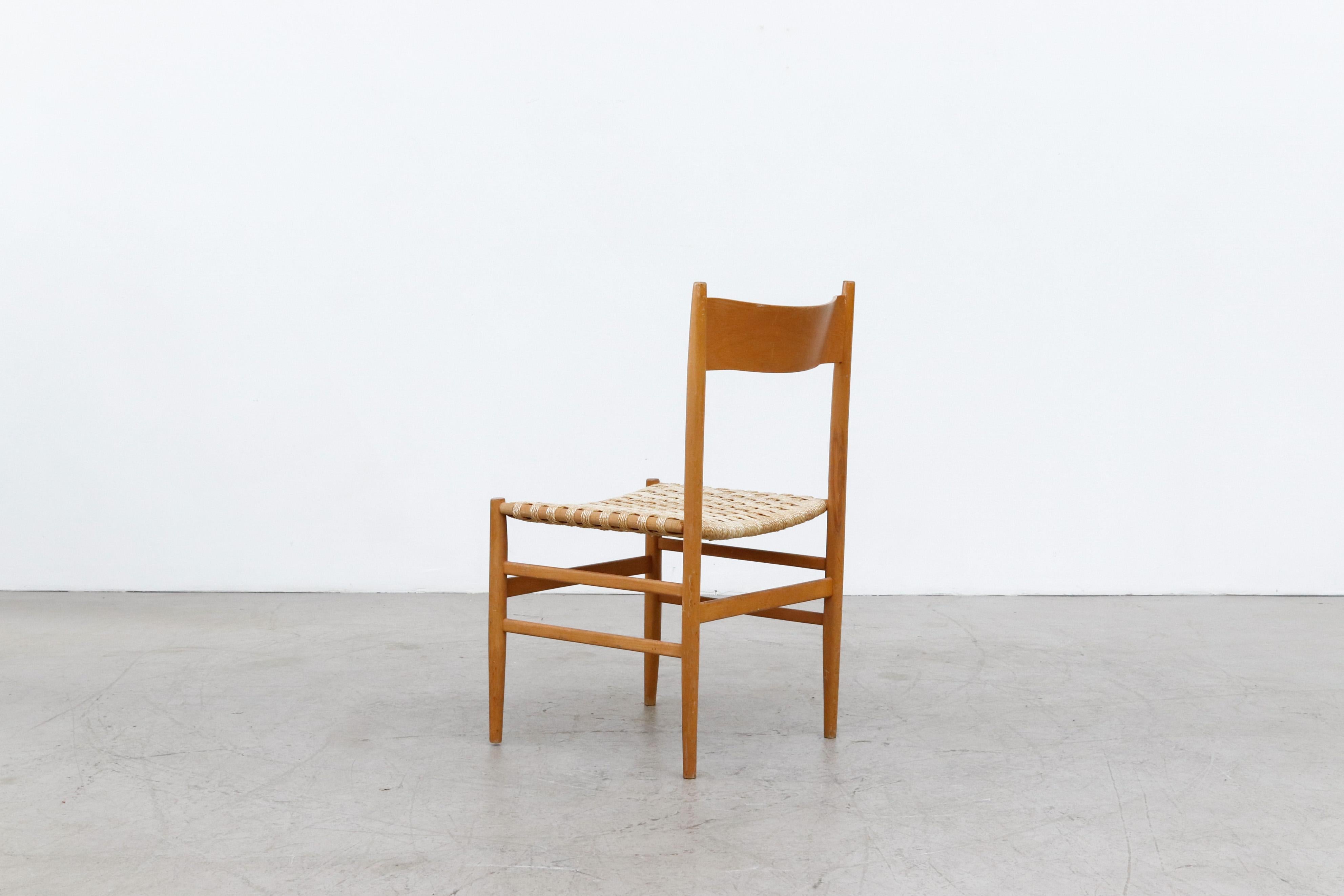 Hans Wegner Inspired Danish Blonde Dining Chairs from a Dutch Church In Good Condition For Sale In Los Angeles, CA