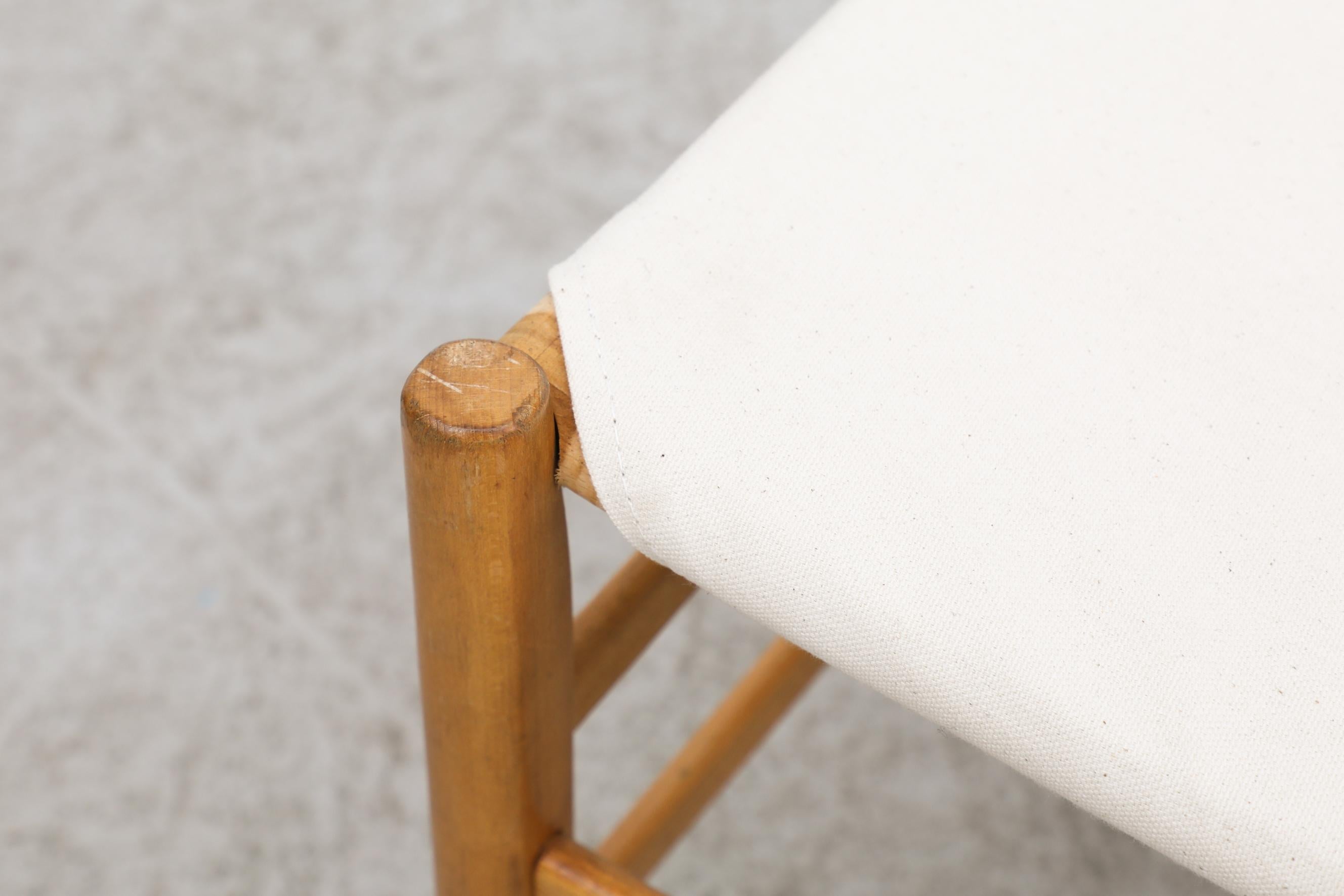 Hans Wegner Inspired Danish Blonde Dining Chairs with New White Canvas Seats For Sale 9